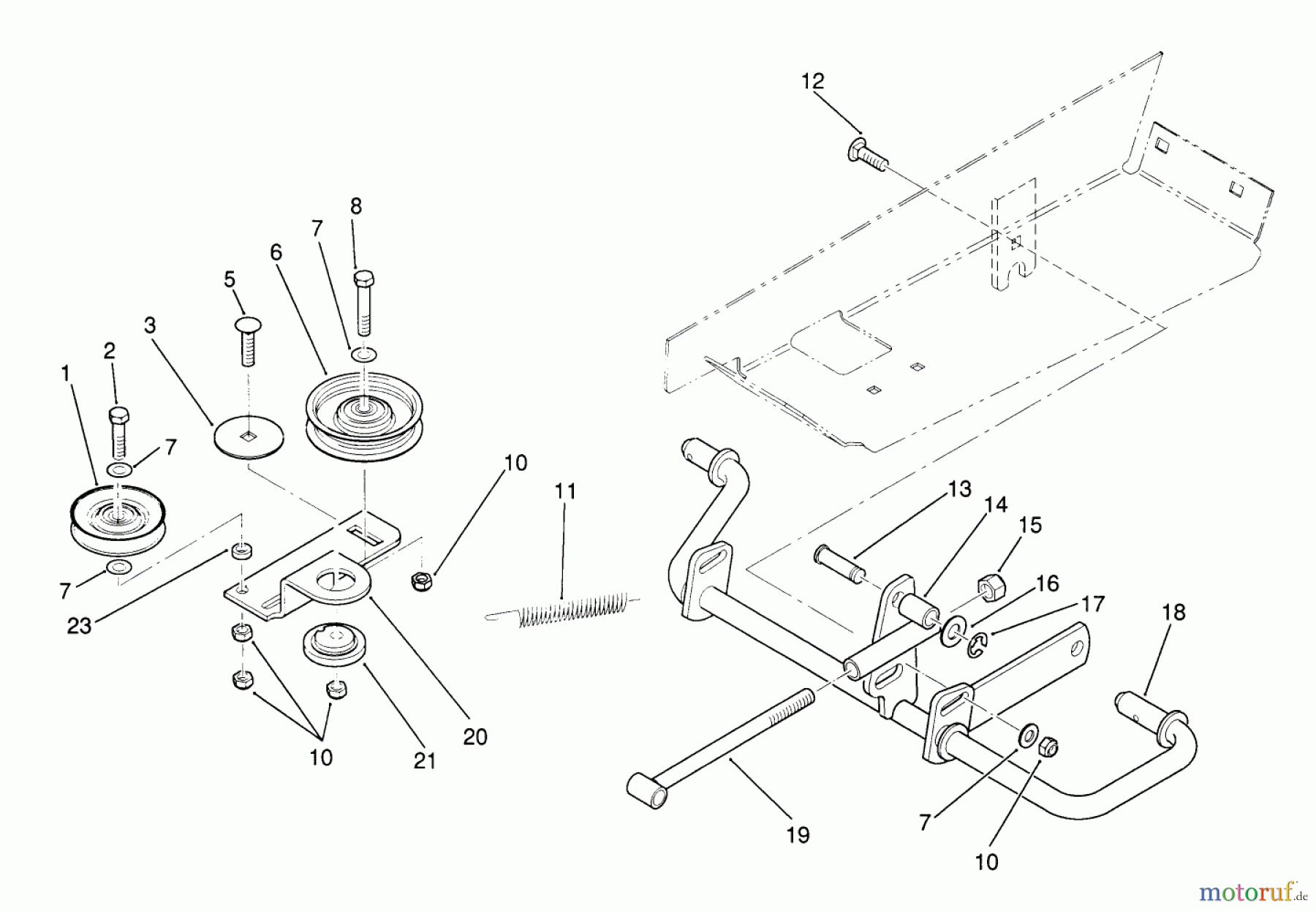  Toro Neu Mowers, Lawn & Garden Tractor Seite 1 22-14OE01 (244-H) - Toro 244-H Yard Tractor, 1991 (1000001-1999999) IDLER AND PEDAL SHAFT ASSEMBLY