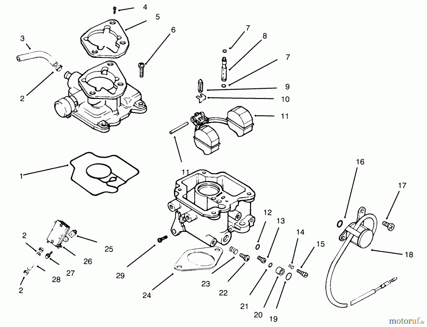  Toro Neu Mowers, Lawn & Garden Tractor Seite 1 30610 (120) - Toro Proline 120, 1994 (490001-499999) CARBURETOR AND FUEL PUMP