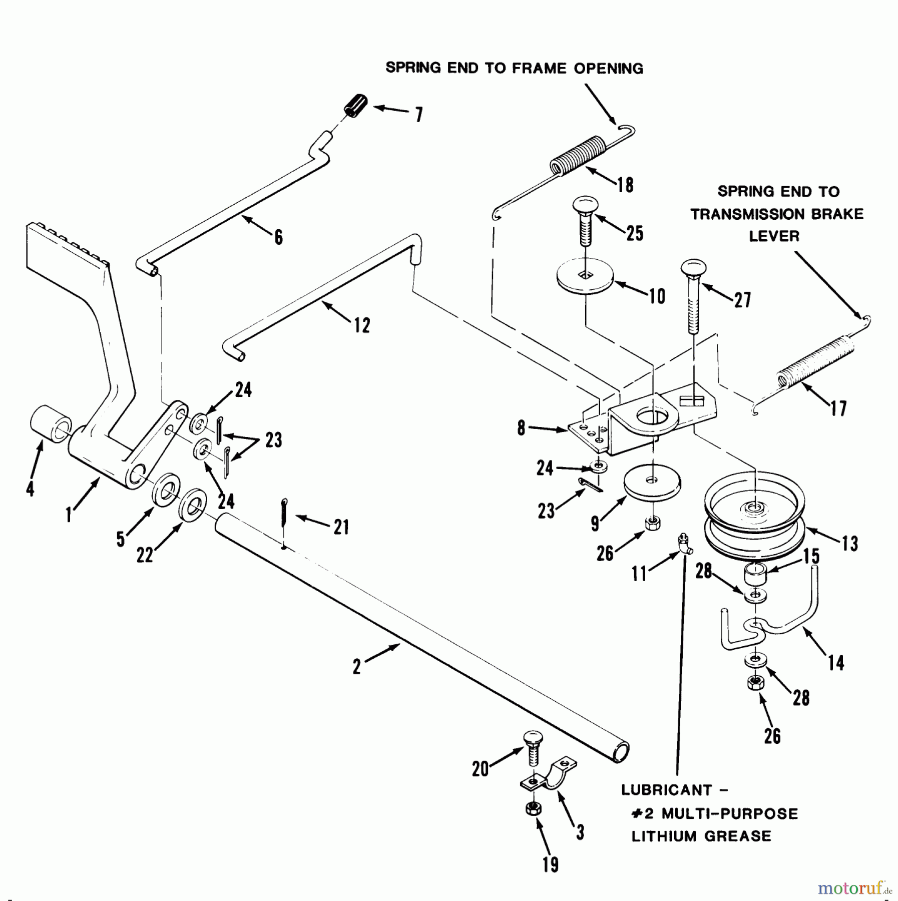  Toro Neu Mowers, Lawn & Garden Tractor Seite 1 32-11B401 (211-4) - Toro 211-4 Tractor, 1987 BRAKE AND CLUTCH LINKAGE