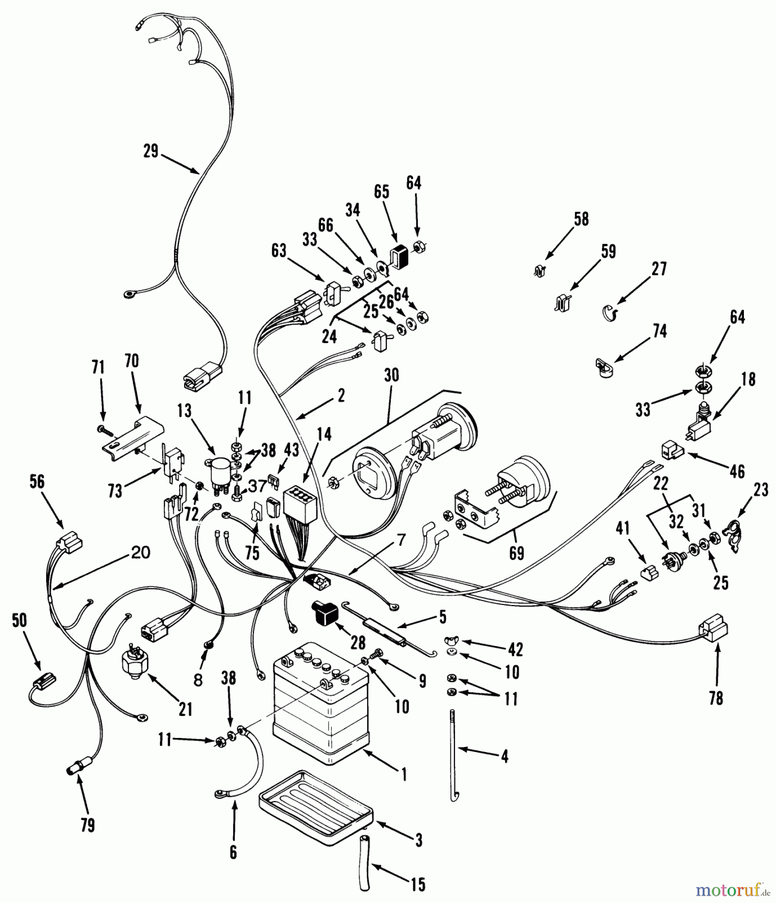  Toro Neu Mowers, Lawn & Garden Tractor Seite 1 32-12B5A2 (212-5) - Toro 212-5 Tractor, 1991 (1000001-1999999) ELECTRICAL SYSTEM ASSEMBLY