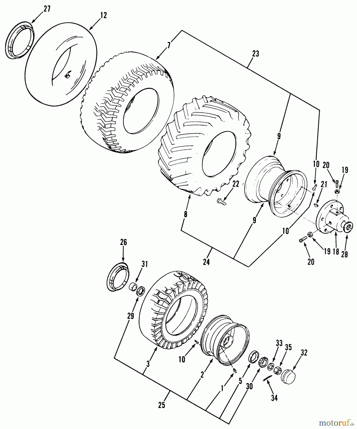  Toro Neu Mowers, Lawn & Garden Tractor Seite 1 41-20OE02 (520-H) - Toro 520-H Garden Tractor, 1991 (1000001-1999999) WHEELS AND TIRES