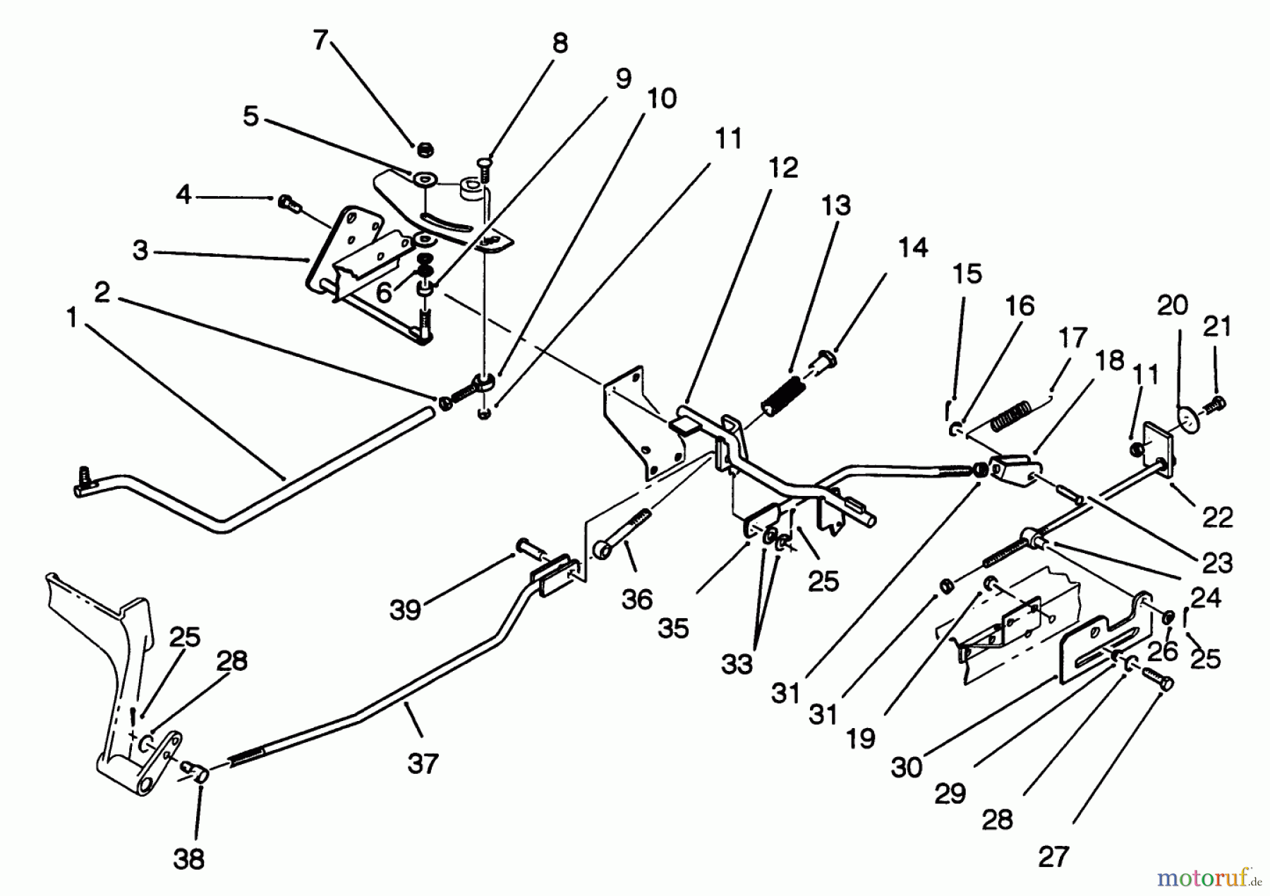  Toro Neu Mowers, Lawn & Garden Tractor Seite 1 42-16BE01 (246-H) - Toro 246-H Yard Tractor, 1992 (2000001-2999999) BRAKE AND HYDRO LINKAGE