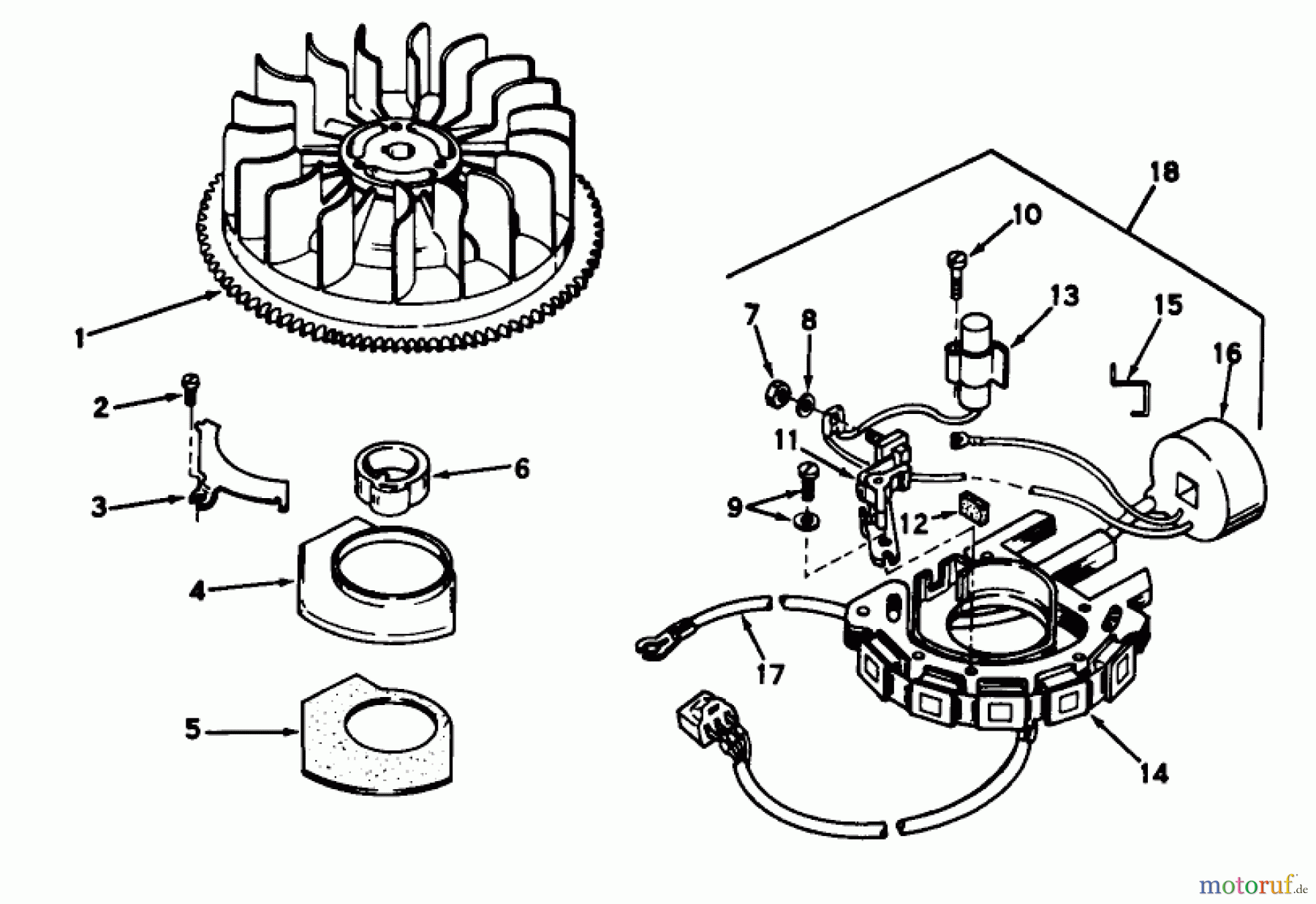  Toro Neu Mowers, Lawn & Garden Tractor Seite 1 55050 (935) - Toro 935 Electric Lawn Tractor, 1969 (9000001-9999999) MAGNETO NO. 610766 ASSEMBLY 935E