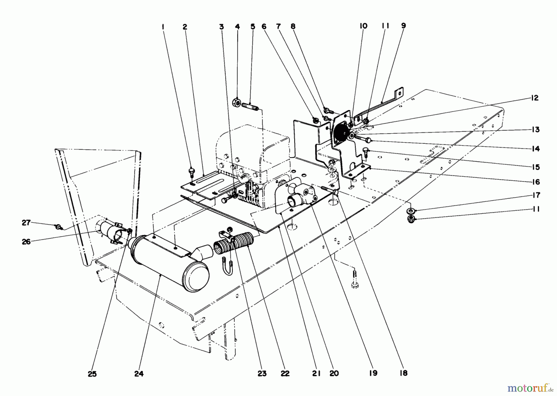  Toro Neu Mowers, Lawn & Garden Tractor Seite 1 55055 (800) - Toro 800 Electric Lawn Tractor, 1971 (1000001-1999999) EXHAUST ASSEMBLY