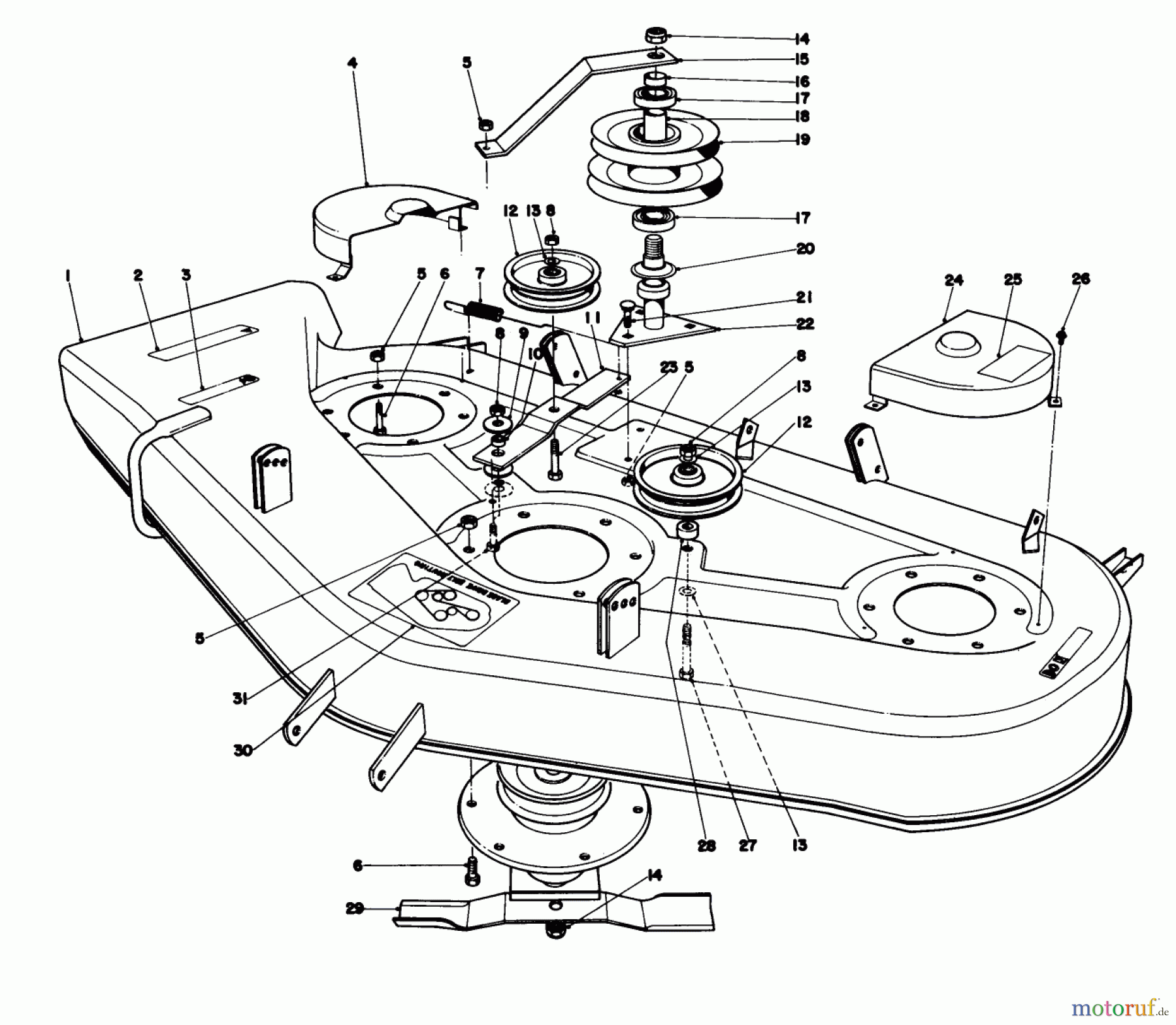  Toro Neu Mowers, Lawn & Garden Tractor Seite 1 57356 (11-42) - Toro 11-42 Lawn Tractor, 1978 (8000001-8999999) CUTTING DECK