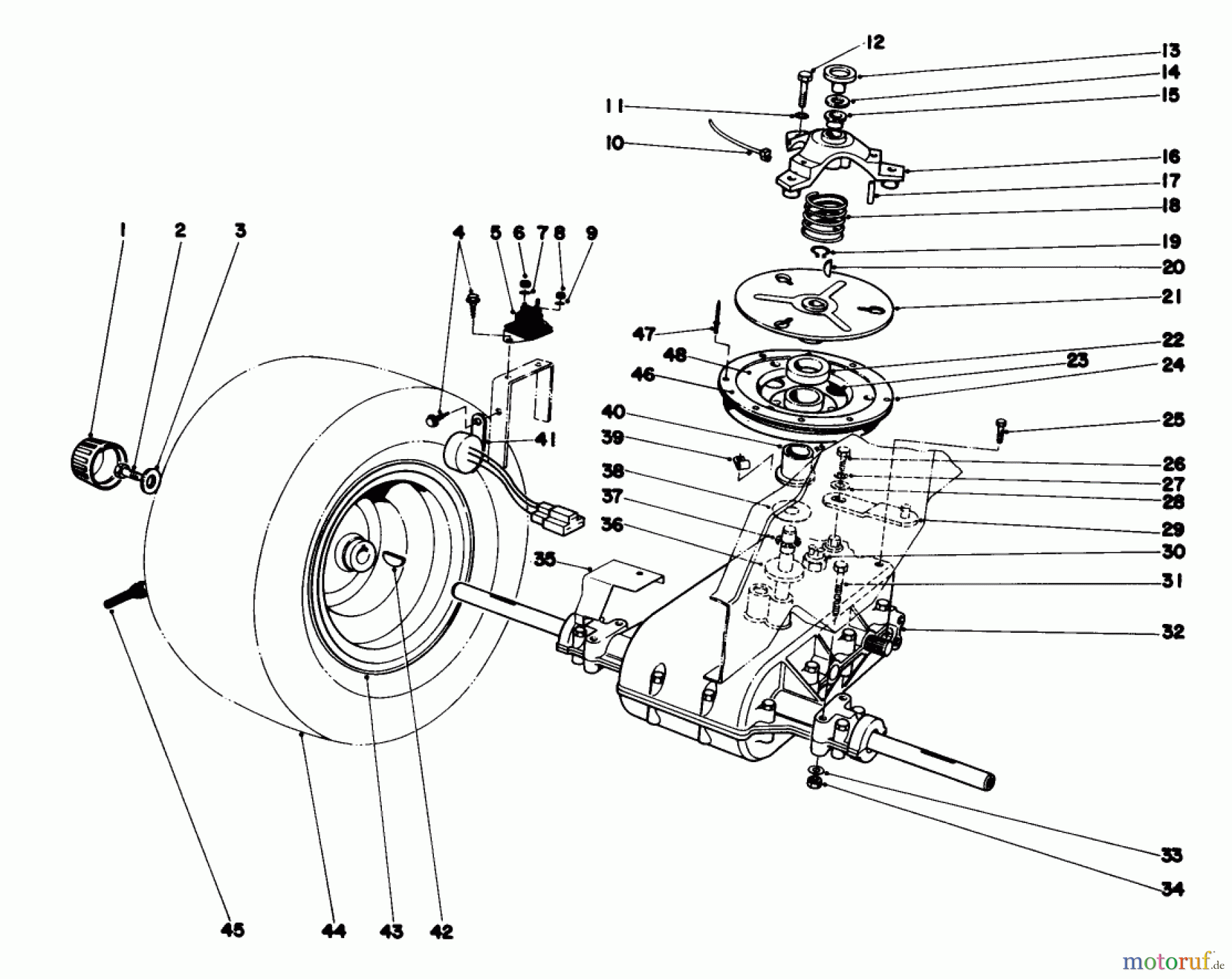  Toro Neu Mowers, Lawn & Garden Tractor Seite 1 57356 (11-42) - Toro 11-42 Lawn Tractor, 1978 (8000001-8999999) TRANSAXLE & CLUTCH ASSEMBLY