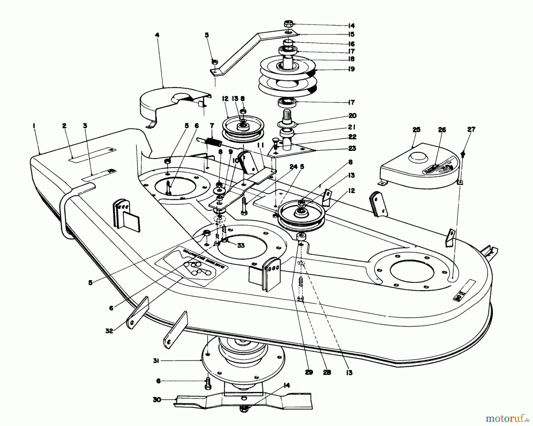  Toro Neu Mowers, Lawn & Garden Tractor Seite 1 57356 (11-42) - Toro 11-42 Lawn Tractor, 1984 (4000001-4999999) CUTTING DECK