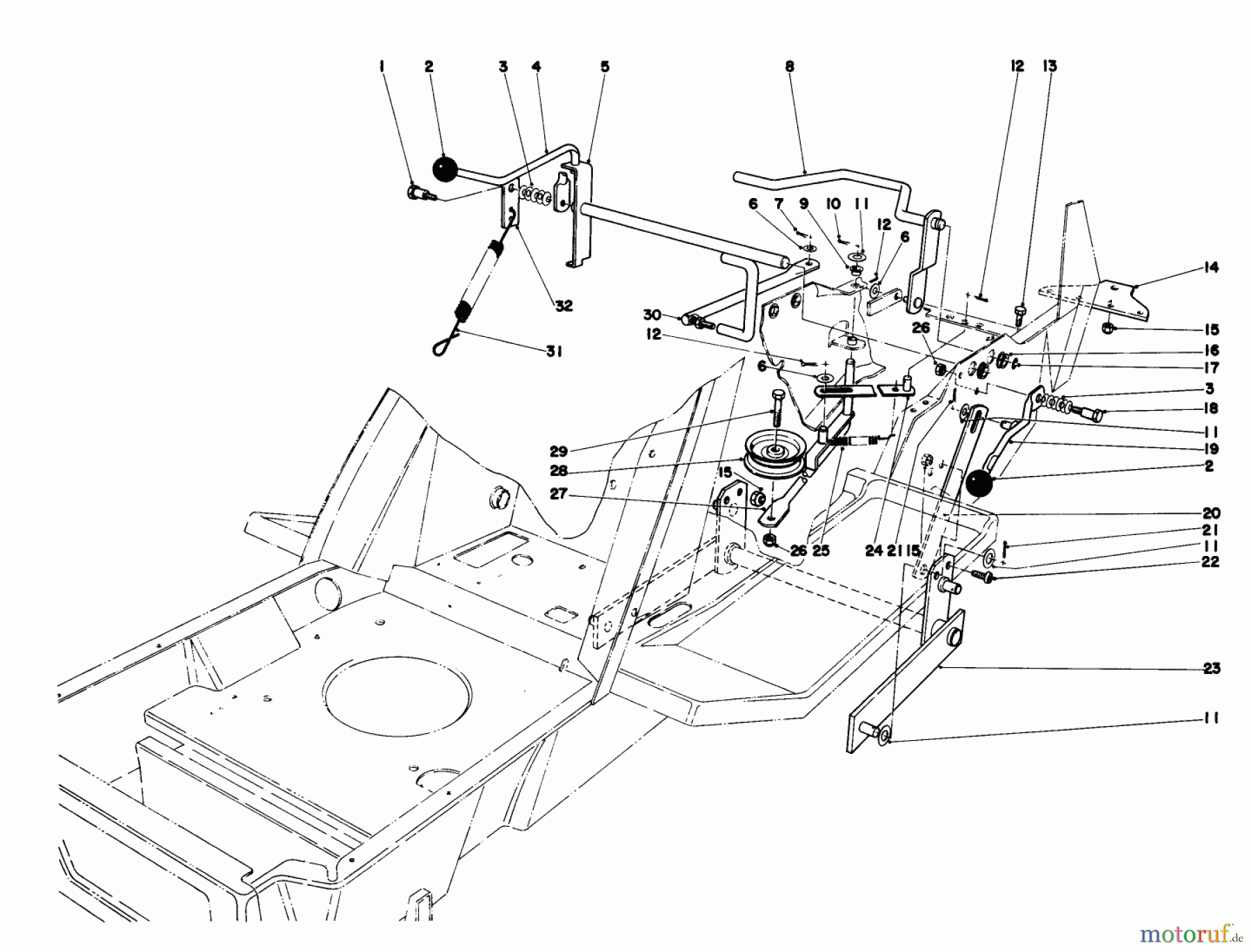  Toro Neu Mowers, Lawn & Garden Tractor Seite 1 57357 (11-44) - Toro 11-44 Lawn Tractor, 1984 (4000001-4999999) SHIFT & CLUTCH ASSEMBLY