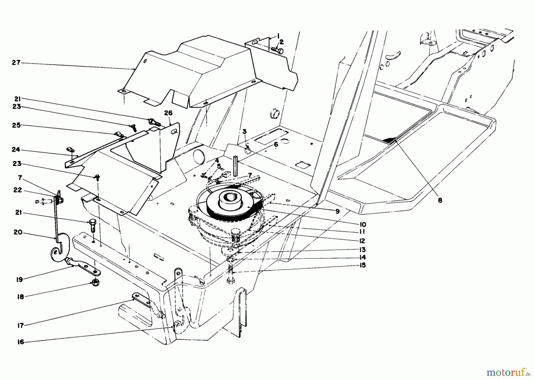  Toro Neu Mowers, Lawn & Garden Tractor Seite 1 57357 (11-44) - Toro 11-44 Lawn Tractor, 1985 (5000001-5999999) CLUTCH & PULLEY ASSEMBLY