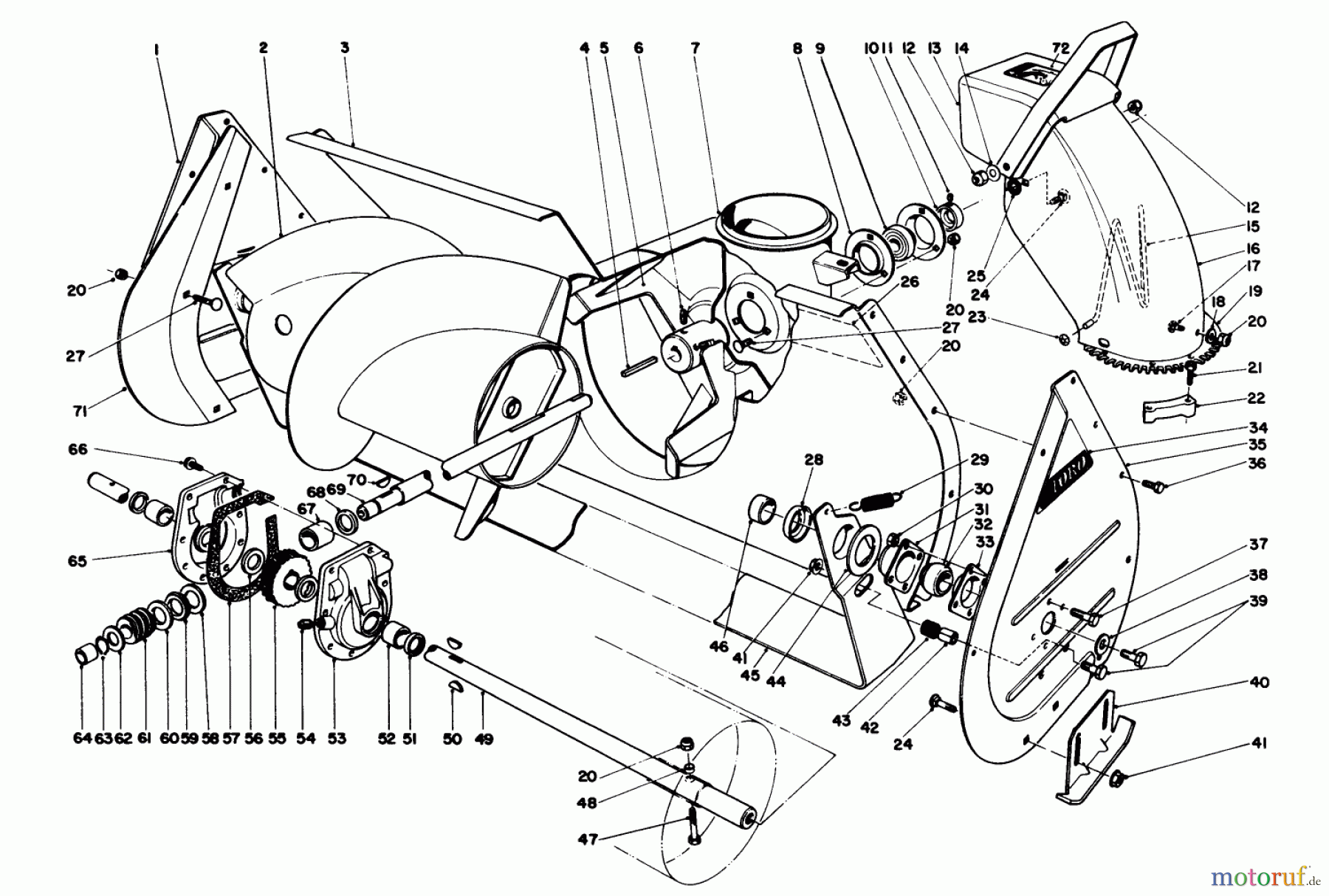  Toro Neu Mowers, Lawn & Garden Tractor Seite 1 57360 (11-32) - Toro 11-32 Lawn Tractor, 1986 (6000001-6999999) AUGER ASSEMBLY 36