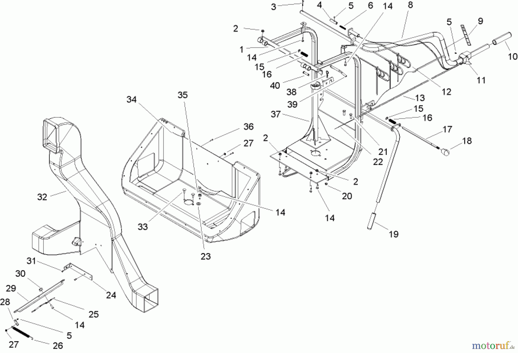  Toro Neu Accessories, Mower 78200 - Toro Quiet Collector, Wheel Horse 260-Series Lawn and Garden Tractors, 2003 (230000001-230999999) FRAME AND BOTTOM HOPPER ASSEMBLY