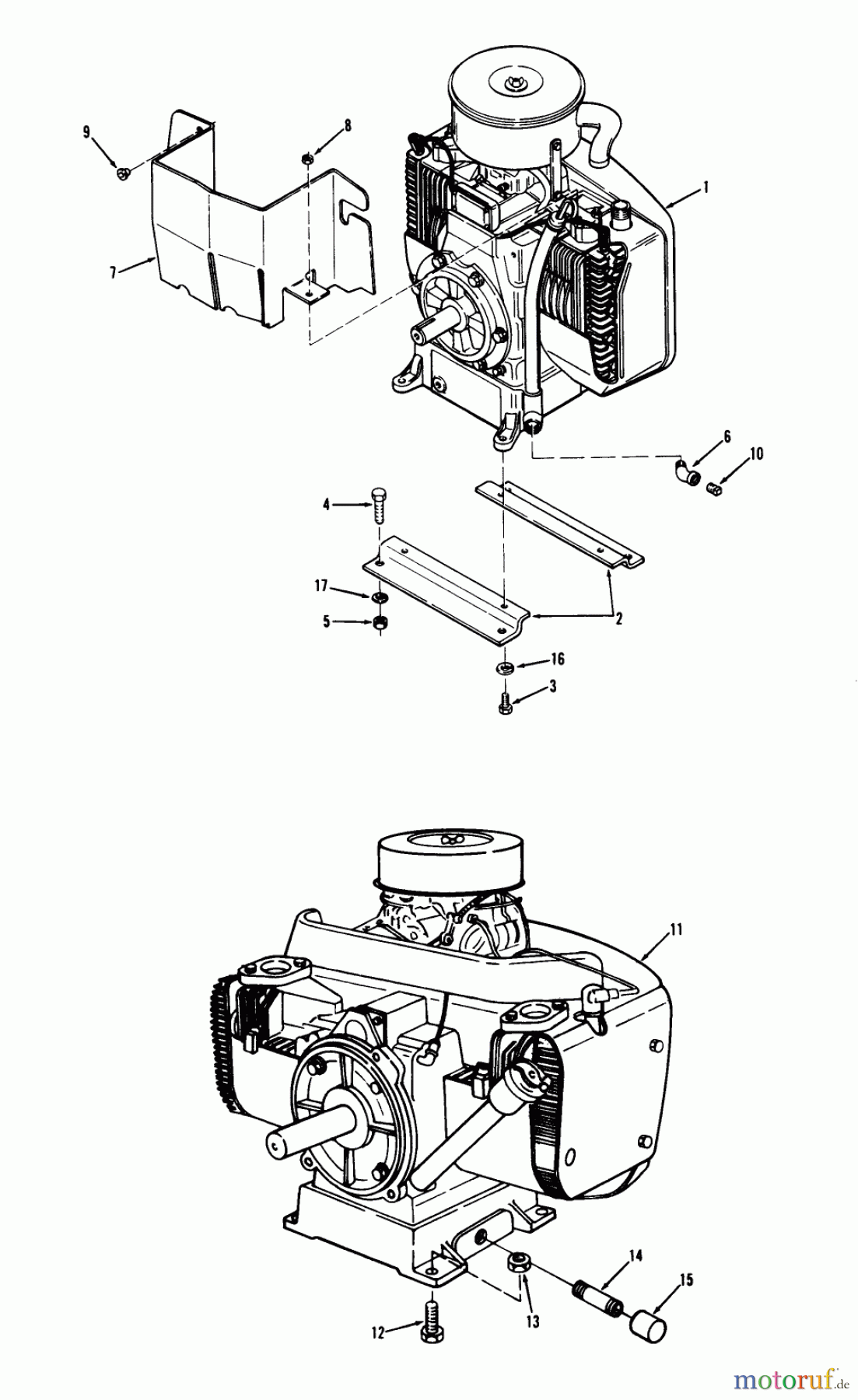  Toro Neu Mowers, Lawn & Garden Tractor Seite 1 71-20KS01 (D-200) - Toro D-200 Automatic Tractor, 1977 ENGINES AND MOUNTING HARDWARE