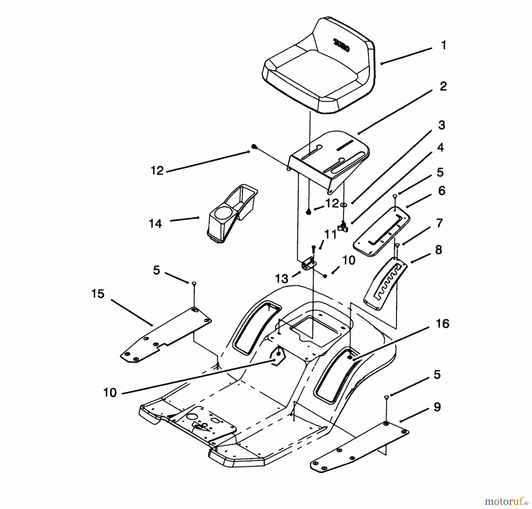  Toro Neu Mowers, Lawn & Garden Tractor Seite 1 71203 (12-38HXL) - Toro 12-38HXL Lawn Tractor, 1993 (3900001-3999999) SEAT ASSEMBLY