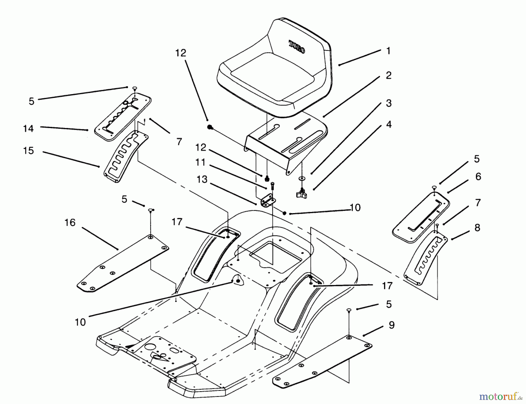  Toro Neu Mowers, Lawn & Garden Tractor Seite 1 71182 (12-32XL) - Toro 12-32XL Lawn Tractor, 1996 (6900001-6999999) SEAT ASSEMBLY