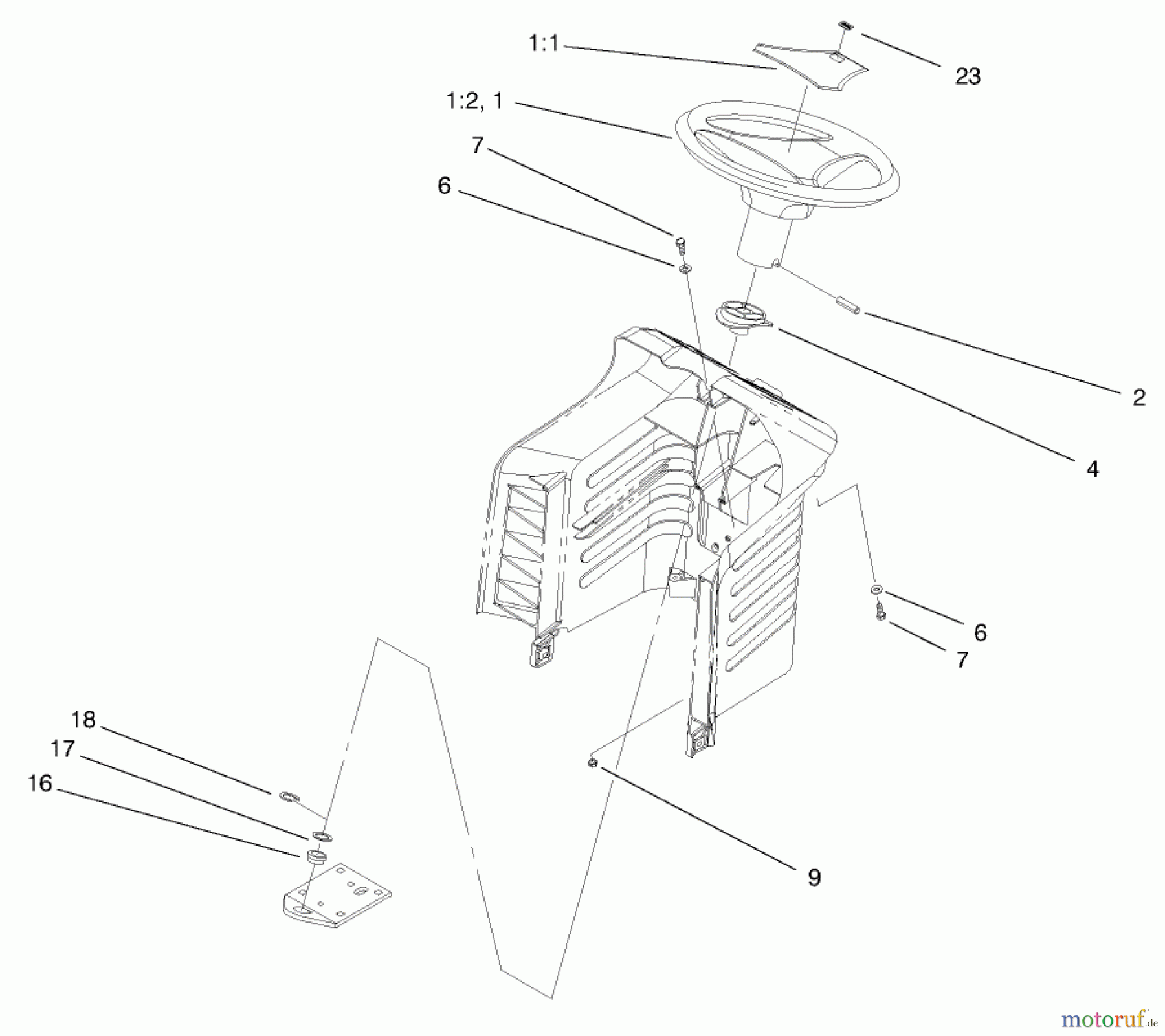  Toro Neu Mowers, Lawn & Garden Tractor Seite 1 71189 (12-32XL) - Toro 12-32XL Lawn Tractor, 1998 (8900001-8999999) STEERING ASSEMBLY