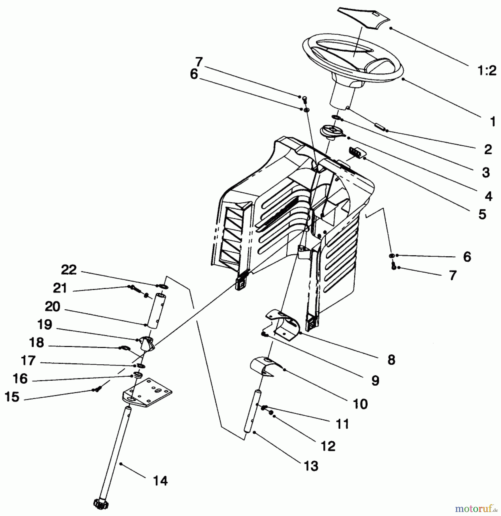  Toro Neu Mowers, Lawn & Garden Tractor Seite 1 71216 (15-44HXL) - Toro 15-44HXL Lawn Tractor, 1995 (59000001-59999999) STEERING ASSEMBLY