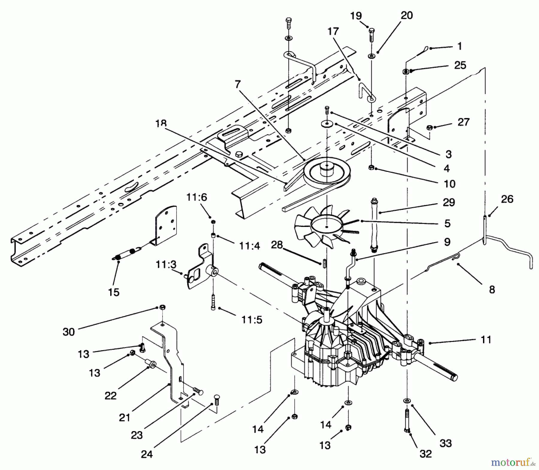  Toro Neu Mowers, Lawn & Garden Tractor Seite 1 71196 (16-44HXL) - Toro 16-44HXL Lawn Tractor, 1996 (6900001-6999999) TRANSAXLE ASSEMBLY