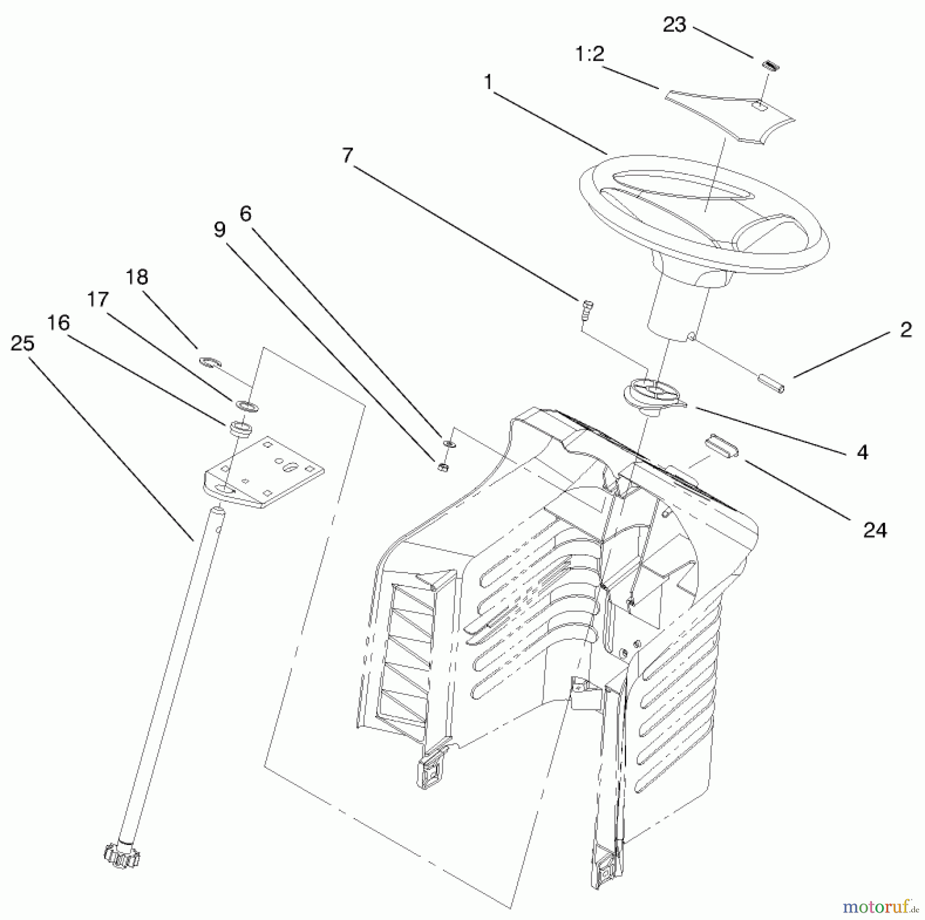  Toro Neu Mowers, Lawn & Garden Tractor Seite 1 71199 (12-32XL) - Toro 12-32XL Lawn Tractor, 1999 (9900001-9999999) FIXED STEERING ASSEMBLY