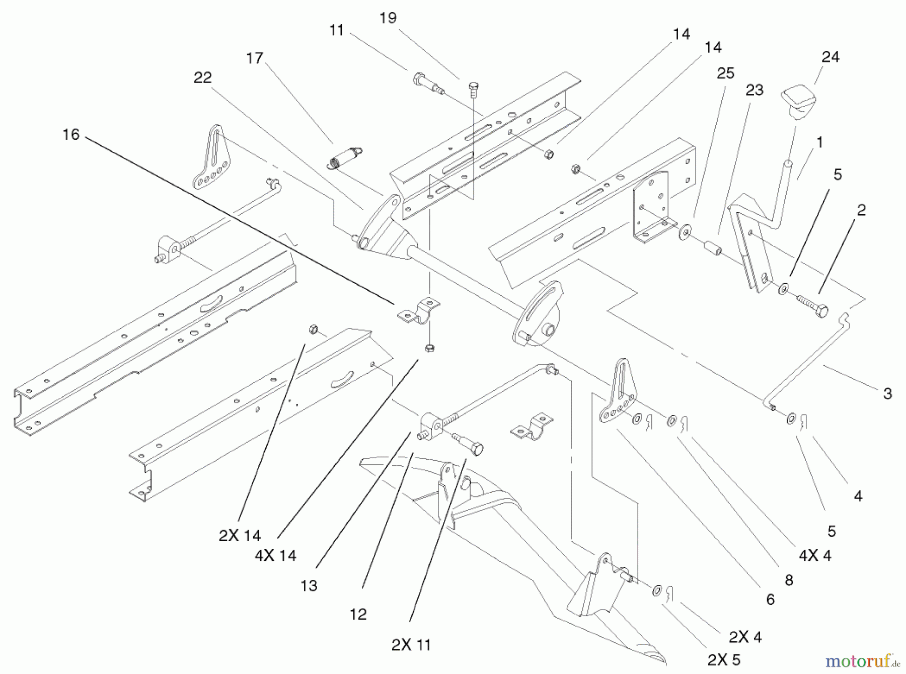  Toro Neu Mowers, Lawn & Garden Tractor Seite 1 71199 (12-32XL) - Toro 12-32XL Lawn Tractor, 2001 (210000001-210999999) HEIGHT OF CUT COMPONENTS ASSEMBLY