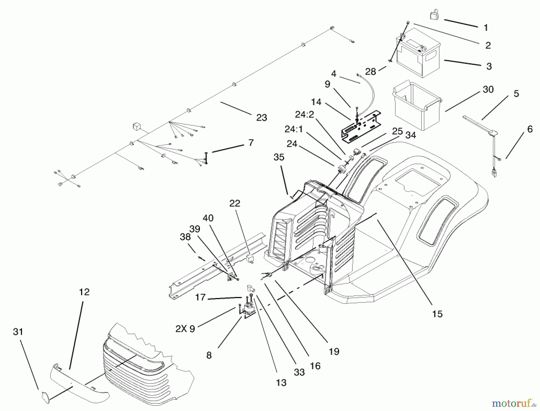  Toro Neu Mowers, Lawn & Garden Tractor Seite 1 71199 (12-32XL) - Toro 12-32XL Lawn Tractor, 2003 (230000001-230999999) ELECTRICAL COMPONENT ASSEMBLY