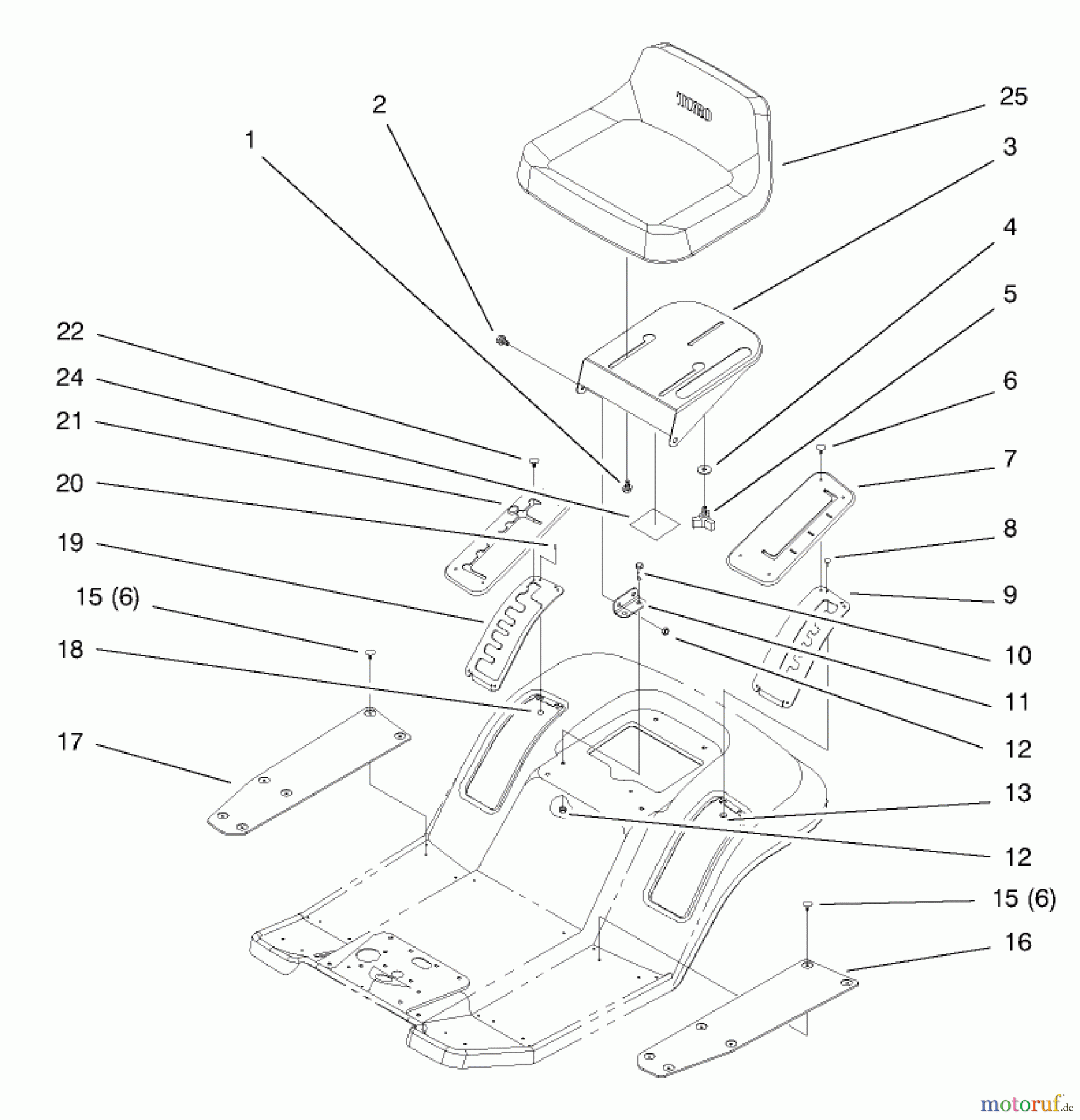  Toro Neu Mowers, Lawn & Garden Tractor Seite 1 71201 (12-32XL) - Toro 12-32XL Lawn Tractor, 1998 (8900001-8999999) SEAT ASSEMBLY