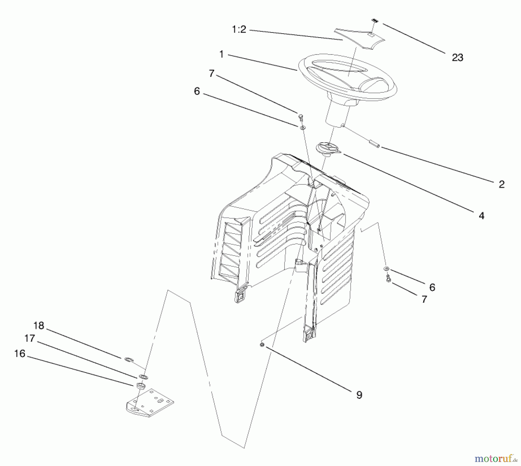  Toro Neu Mowers, Lawn & Garden Tractor Seite 1 71201 (12-32XL) - Toro 12-32XL Lawn Tractor, 1998 (8900001-8999999) STEERING ASSEMBLY