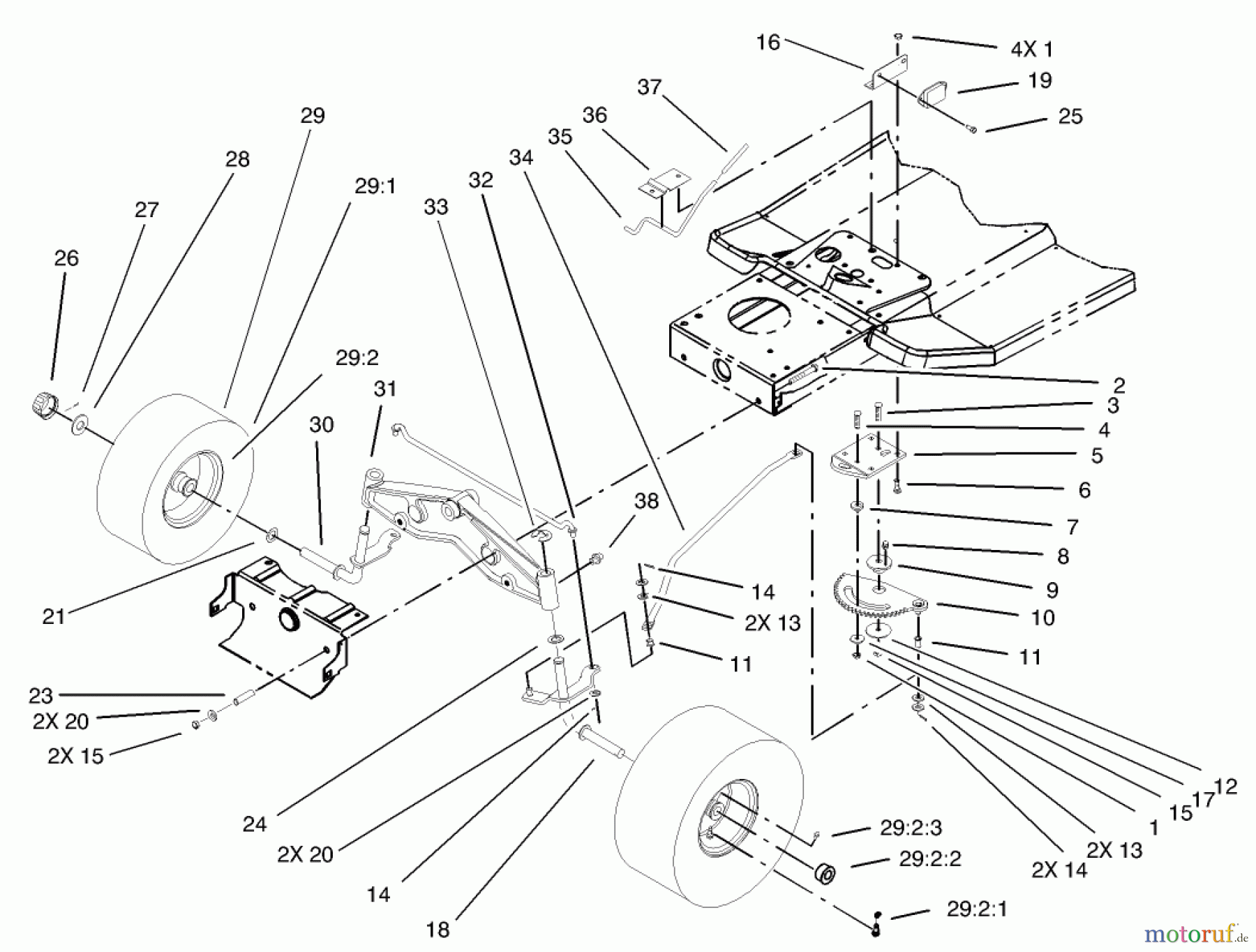  Toro Neu Mowers, Lawn & Garden Tractor Seite 1 71209 (13-32XLE) - Toro 13-32XLE Lawn Tractor, 2003 (230000001-230999999) STEERING COMPONENTS ASSEMBLY