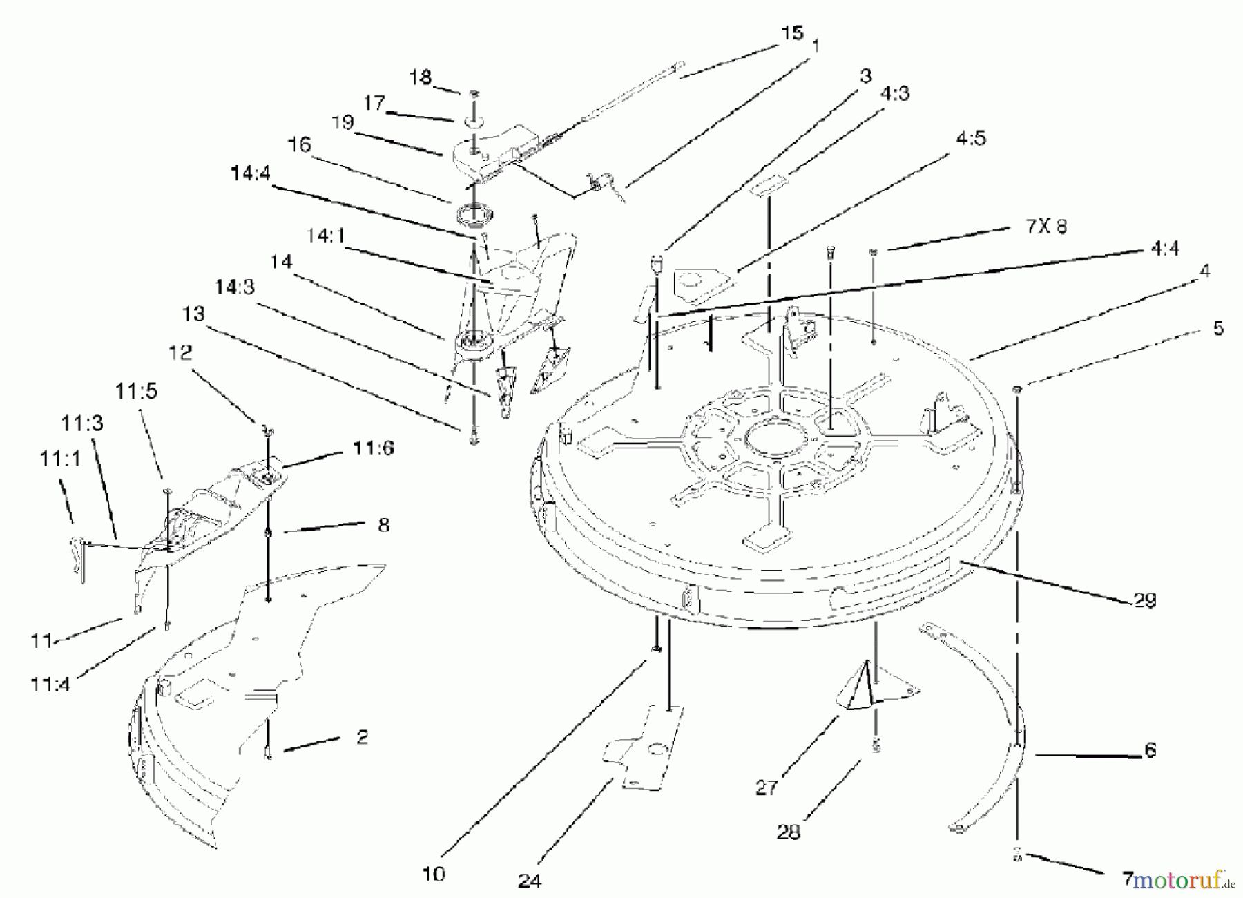  Toro Neu Mowers, Lawn & Garden Tractor Seite 1 71209 (13-32XLE) - Toro 13-32XLE Lawn Tractor, 2004 (240000001-240999999) 32IN DECKCOMPONENT ASSEMBLY