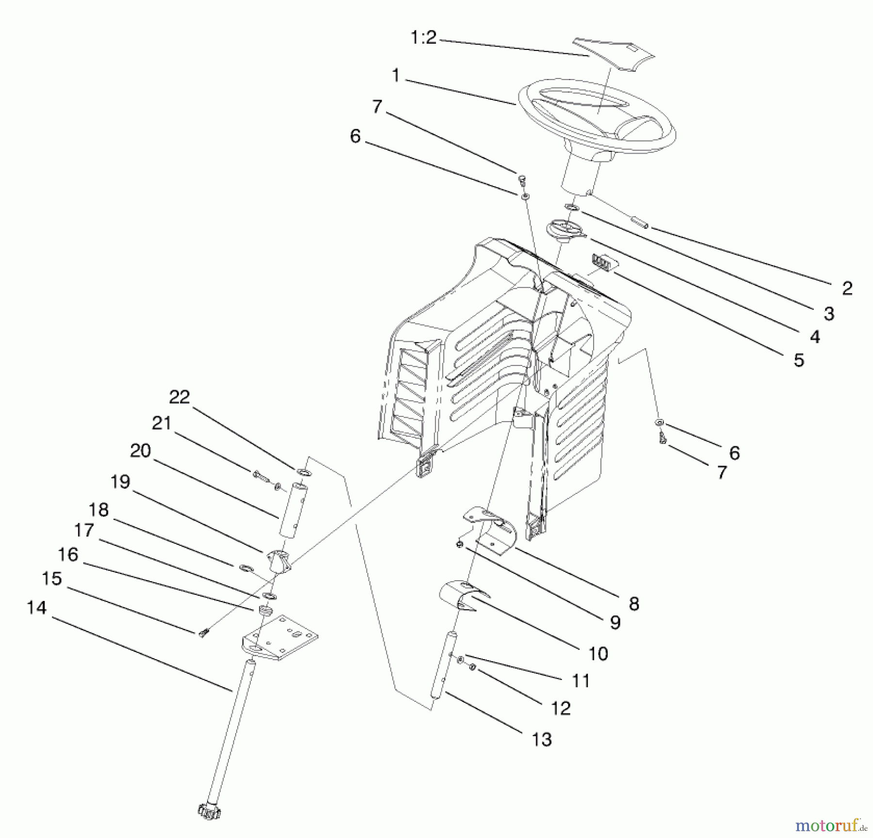  Toro Neu Mowers, Lawn & Garden Tractor Seite 1 71215 (14-38HXL) - Toro 14-38HXL Lawn Tractor, 1997 (7900001-7999999) STEERING ASSEMBLY