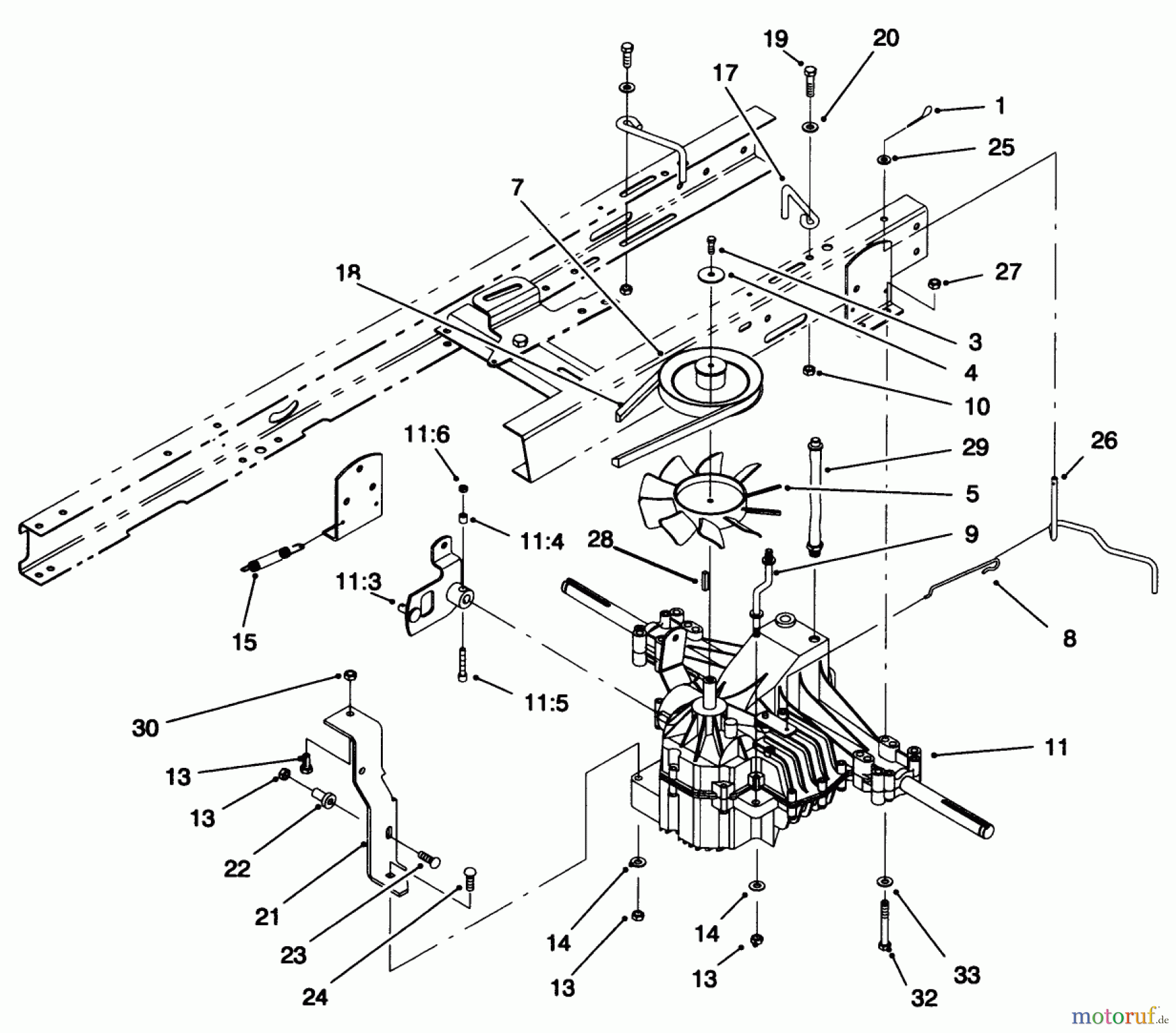  Toro Neu Mowers, Lawn & Garden Tractor Seite 1 71218 (16-44HXL) - Toro 16-44HXL Lawn Tractor, 1996 (6900001-6999999) TRANSAXLE ASSEMBLY