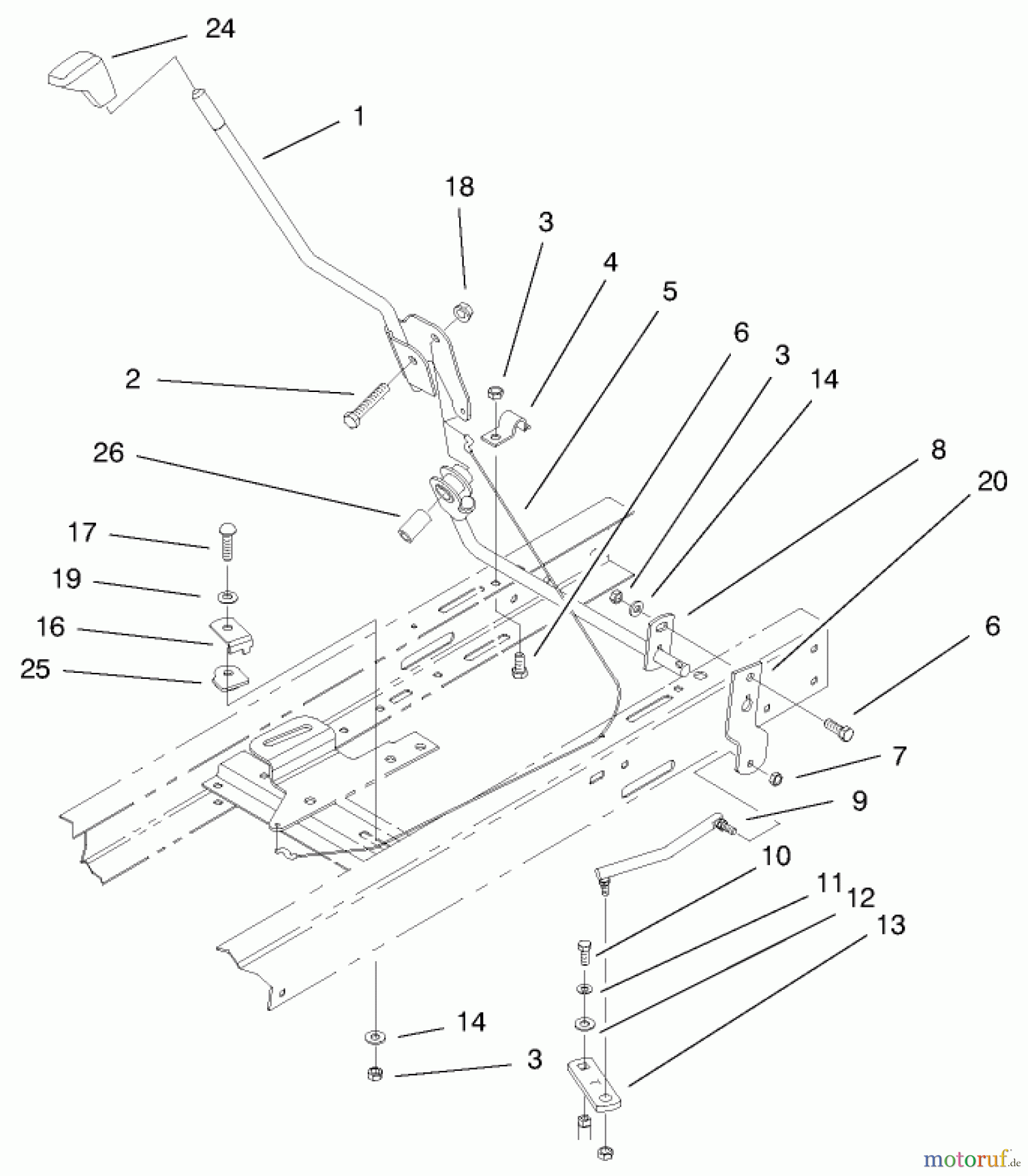  Toro Neu Mowers, Lawn & Garden Tractor Seite 1 71226 (16-38XLE) - Toro 16-38XLE Lawn Tractor, 2000 (200000001-200999999) SHIFTING COMPONENTS ASSEMBLY