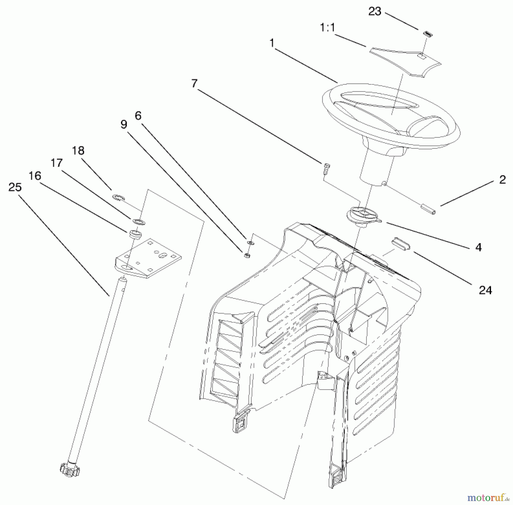  Toro Neu Mowers, Lawn & Garden Tractor Seite 1 71241 (16-38HXLE) - Toro 16-38HXLE Lawn Tractor, 2000 (200000001-200999999) FIXED STEERING ASSEMBLY