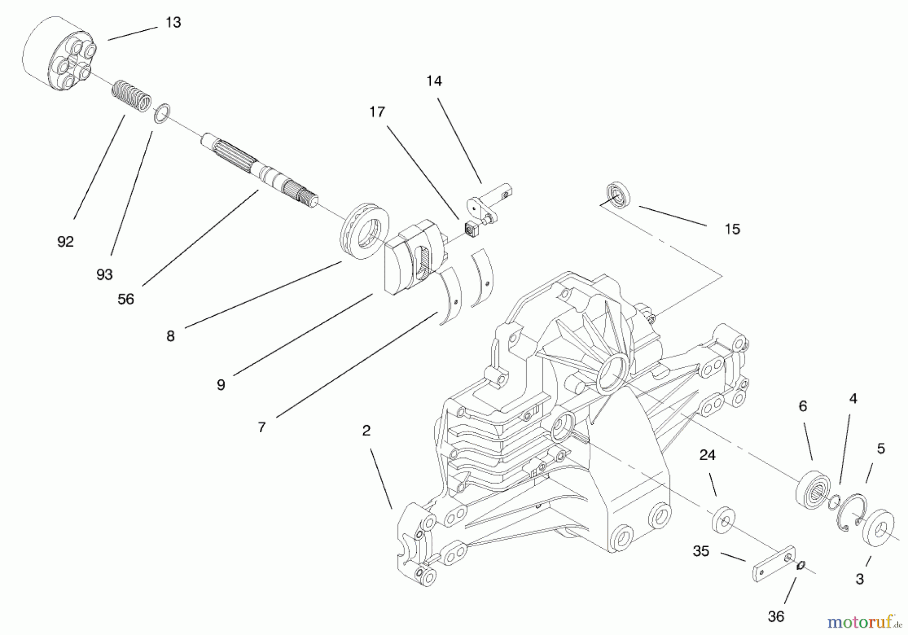  Toro Neu Mowers, Lawn & Garden Tractor Seite 1 71225 (16-38HXL) - Toro 16-38HXL Lawn Tractor, 2000 (200000001-200999999) HYDRO TRANSAXLE ASSEMBLY #2