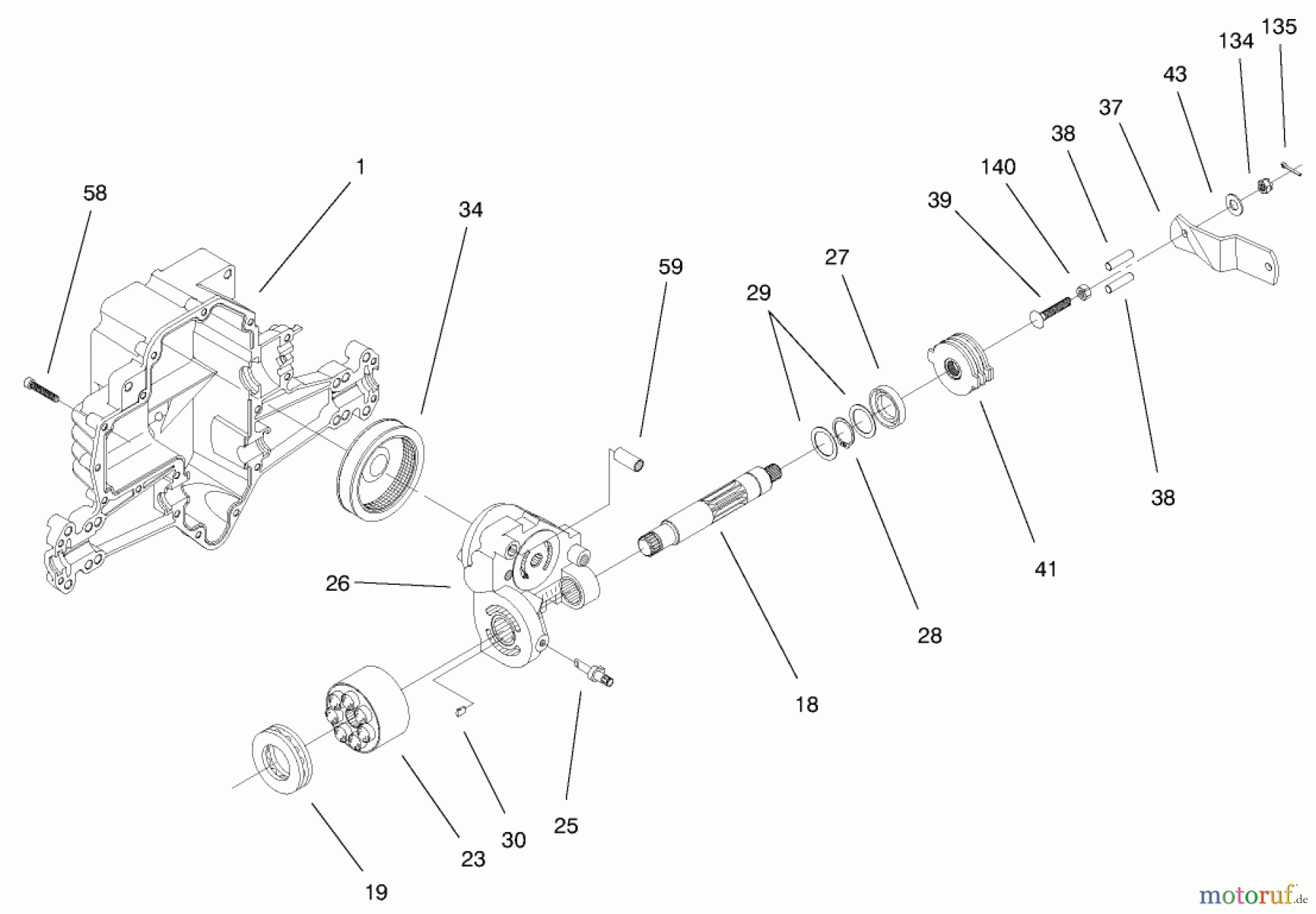  Toro Neu Mowers, Lawn & Garden Tractor Seite 1 71225 (16-38HXL) - Toro 16-38HXL Lawn Tractor, 2000 (200000001-200999999) HYDRO TRANSAXLE ASSEMBLY #4