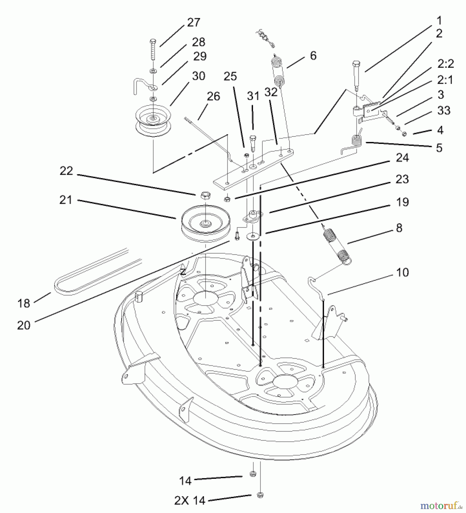  Toro Neu Mowers, Lawn & Garden Tractor Seite 1 71227 (16-38HXL) - Toro 16-38HXL Lawn Tractor, 2004 (240000001-240999999) 38IN DECK BLADE DRIVE AND BRAKING ASSEMBLY