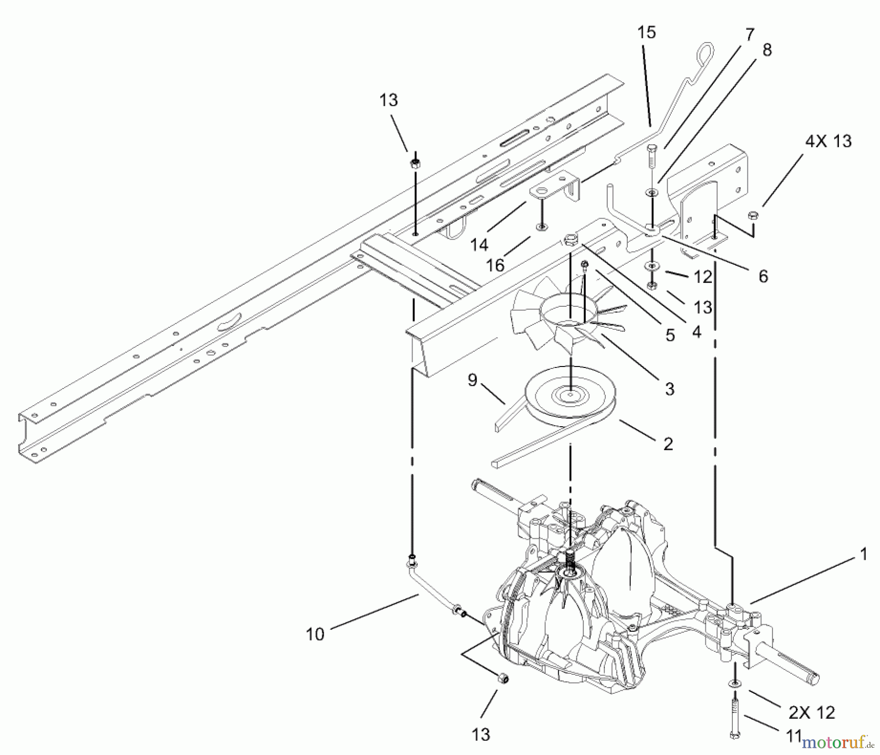  Toro Neu Mowers, Lawn & Garden Tractor Seite 1 71227 (16-38HXL) - Toro 16-38HXL Lawn Tractor, 2004 (240000001-240999999) HYDRO TRANSAXLE ASSEMBLY