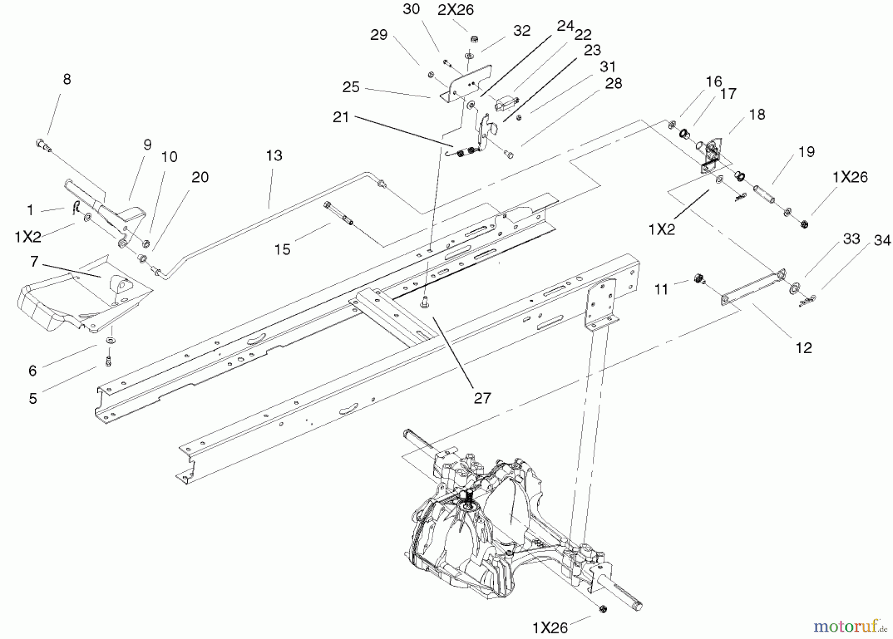  Toro Neu Mowers, Lawn & Garden Tractor Seite 1 71228 (17-44HXL) - Toro 17-44HXL Lawn Tractor, 2002 (220000001-220010000) HYDRO TRANSAXLE CONTROLS AND NMIR ASSEMBLY