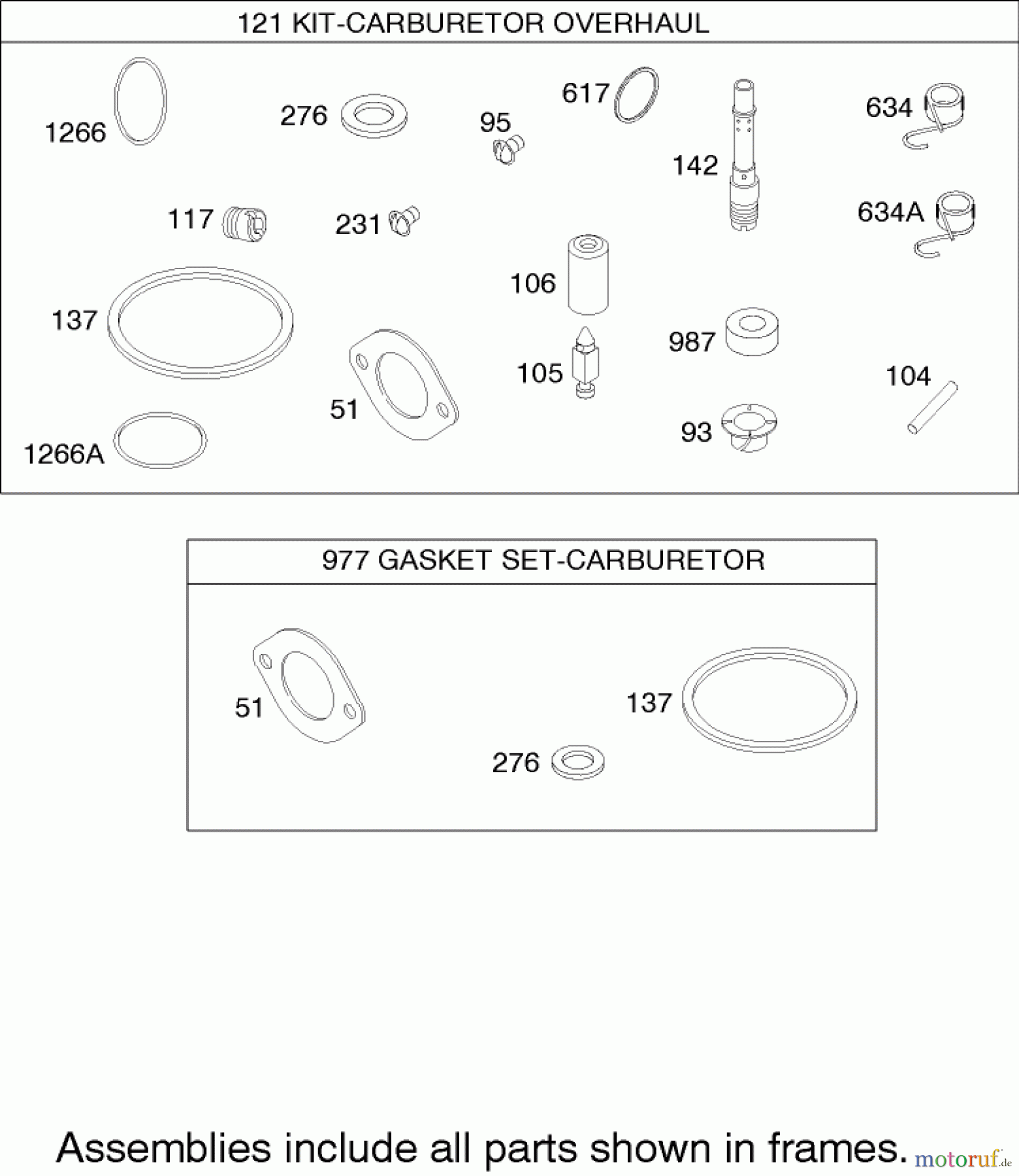  Toro Neu Mowers, Lawn & Garden Tractor Seite 1 71242 (16-38HXLE) - Toro 16-38HXLE Lawn Tractor, 2004 (240000001-240999999) CARBURETOR OVERHAUL KIT ASSEMBLY BRIGGS AND STRATTON MODEL 286H77-0121-E1