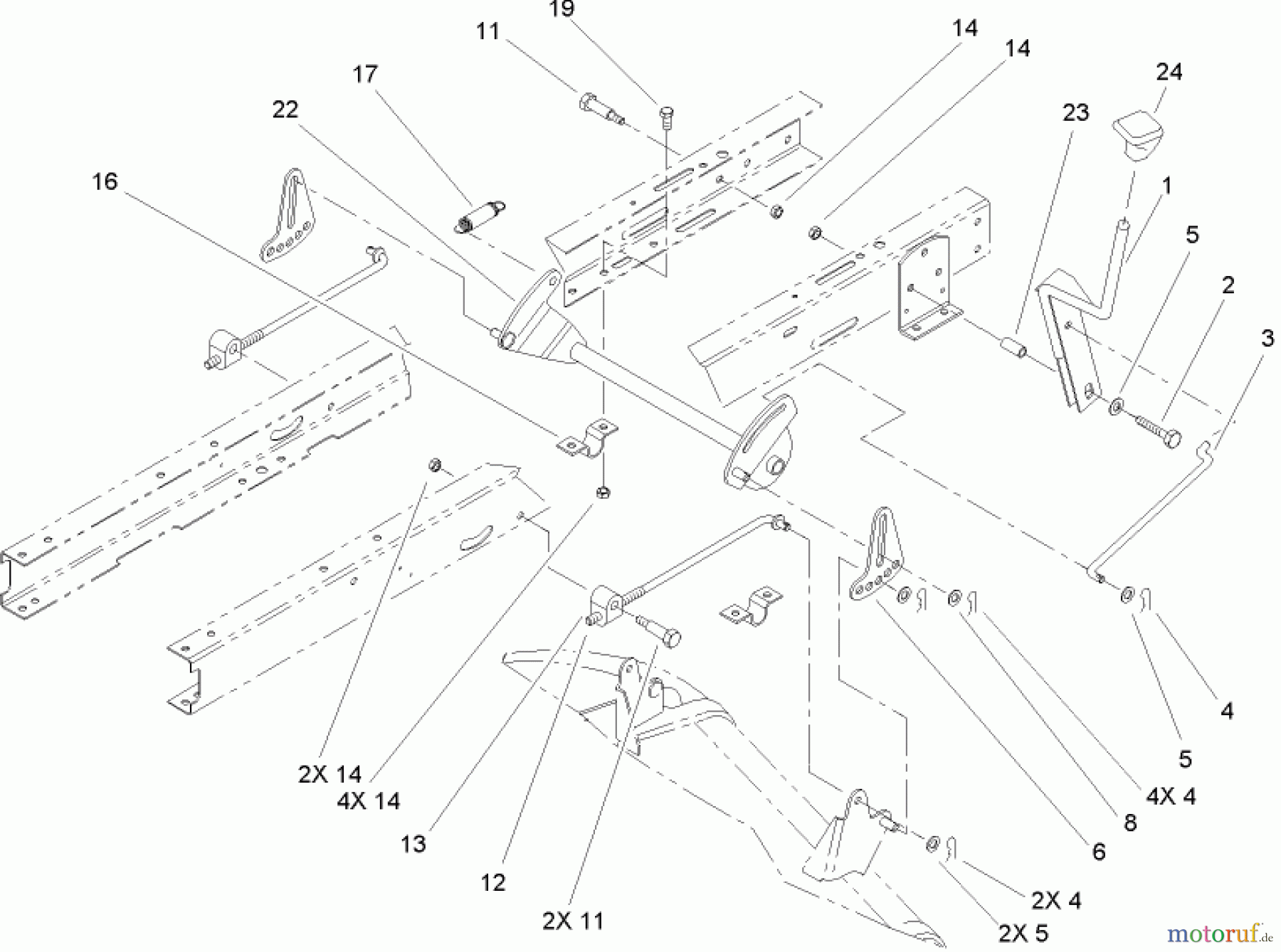  Toro Neu Mowers, Lawn & Garden Tractor Seite 1 71242 (16-38HXLE) - Toro 16-38HXLE Lawn Tractor, 2004 (240000001-240999999) HEIGHT-OF-CUT COMPONENT ASSEMBLY