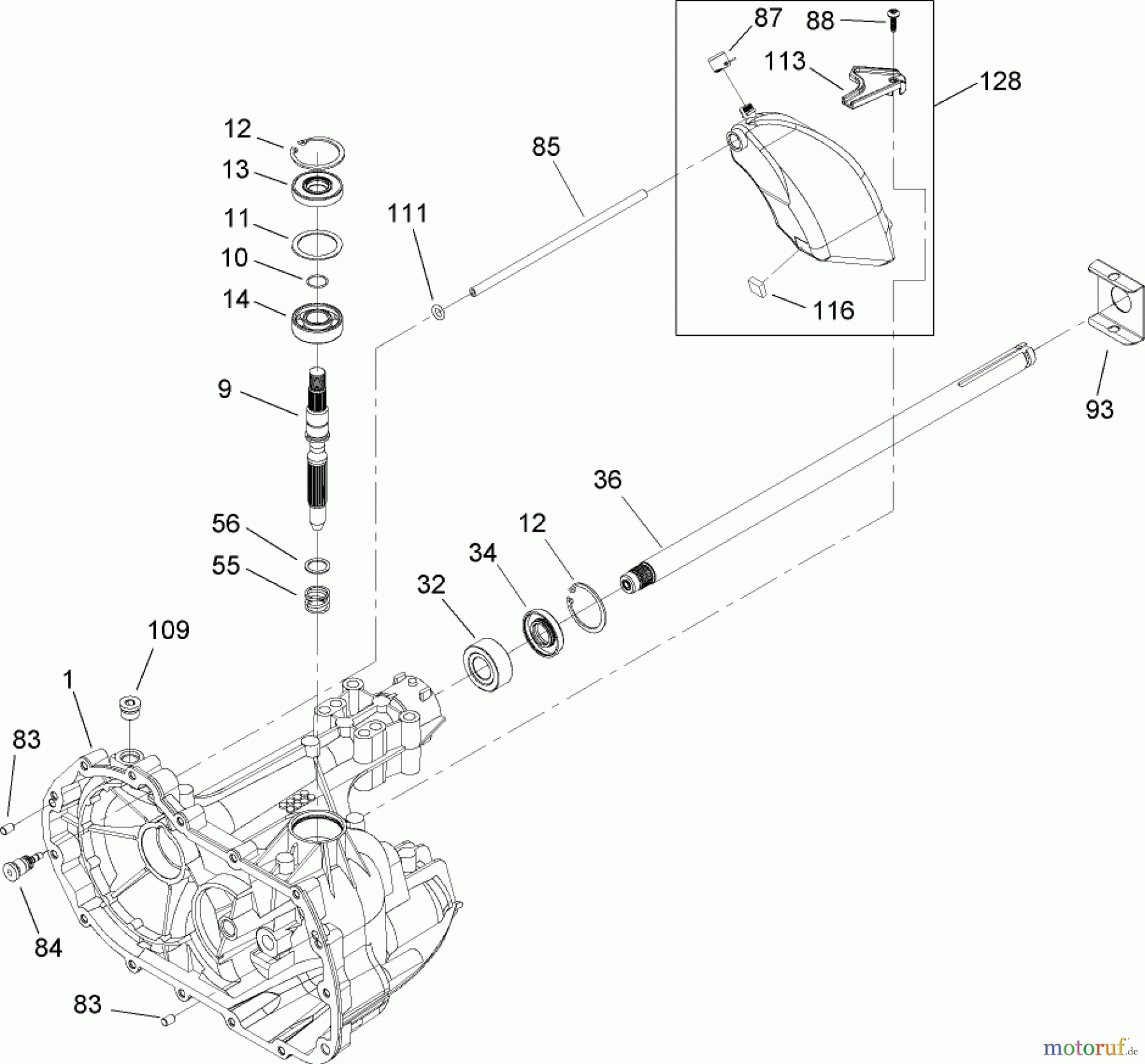  Toro Neu Mowers, Lawn & Garden Tractor Seite 1 71246 (XL 380H) - Toro XL 380H Lawn Tractor, 2006 (260000001-260999999) MAIN HOUSING AND BEARING ASSEMBLY TRANSAXLE NO. 104-1760