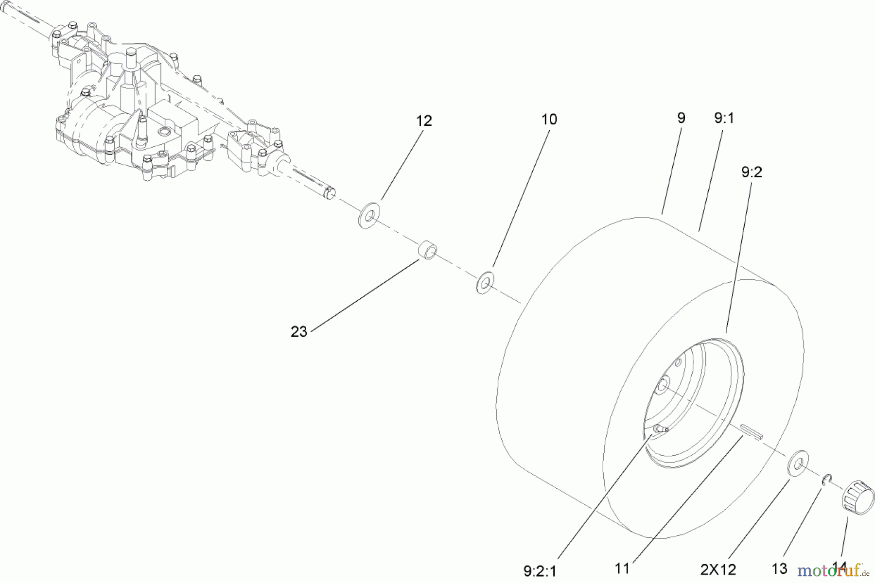  Toro Neu Mowers, Lawn & Garden Tractor Seite 1 71246 (XL 380H) - Toro XL 380H Lawn Tractor, 2007 (270000001-270999999) REAR WHEEL AND TIRE ASSEMBLY