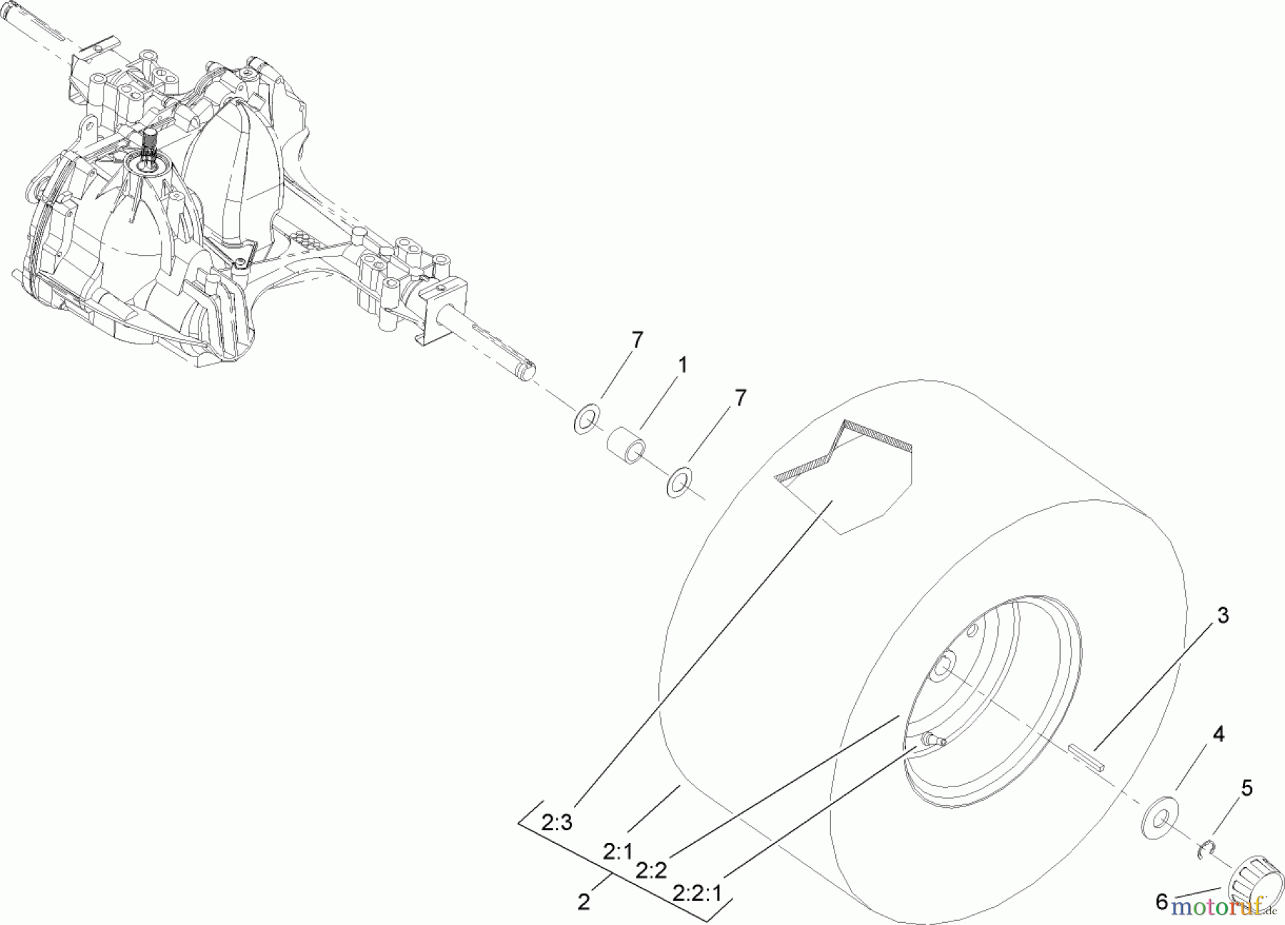  Toro Neu Mowers, Lawn & Garden Tractor Seite 1 71283 (17-44HXLE) - Toro 17-44HXLE Lawn Tractor, 2003 (230000001-230999999) WHEEL AND TIRE COMPONENT ASSEMBLY