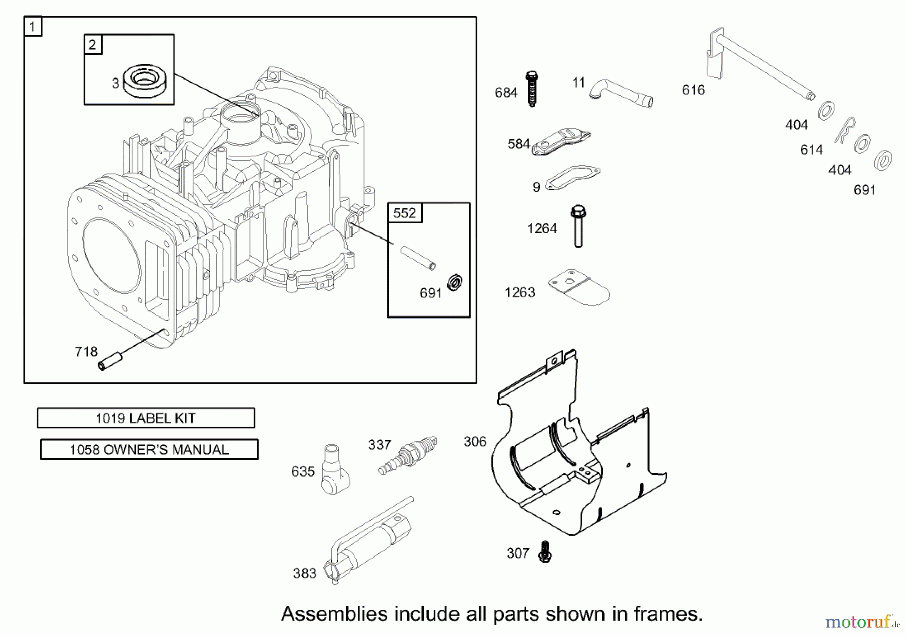  Toro Neu Mowers, Lawn & Garden Tractor Seite 1 71286 (XL 440H) - Toro XL 440H Lawn Tractor, 2007 (270000001-270999999) CYLINDER ASSEMBLY BRIGGS AND STRATTON 31F777-0162-E1