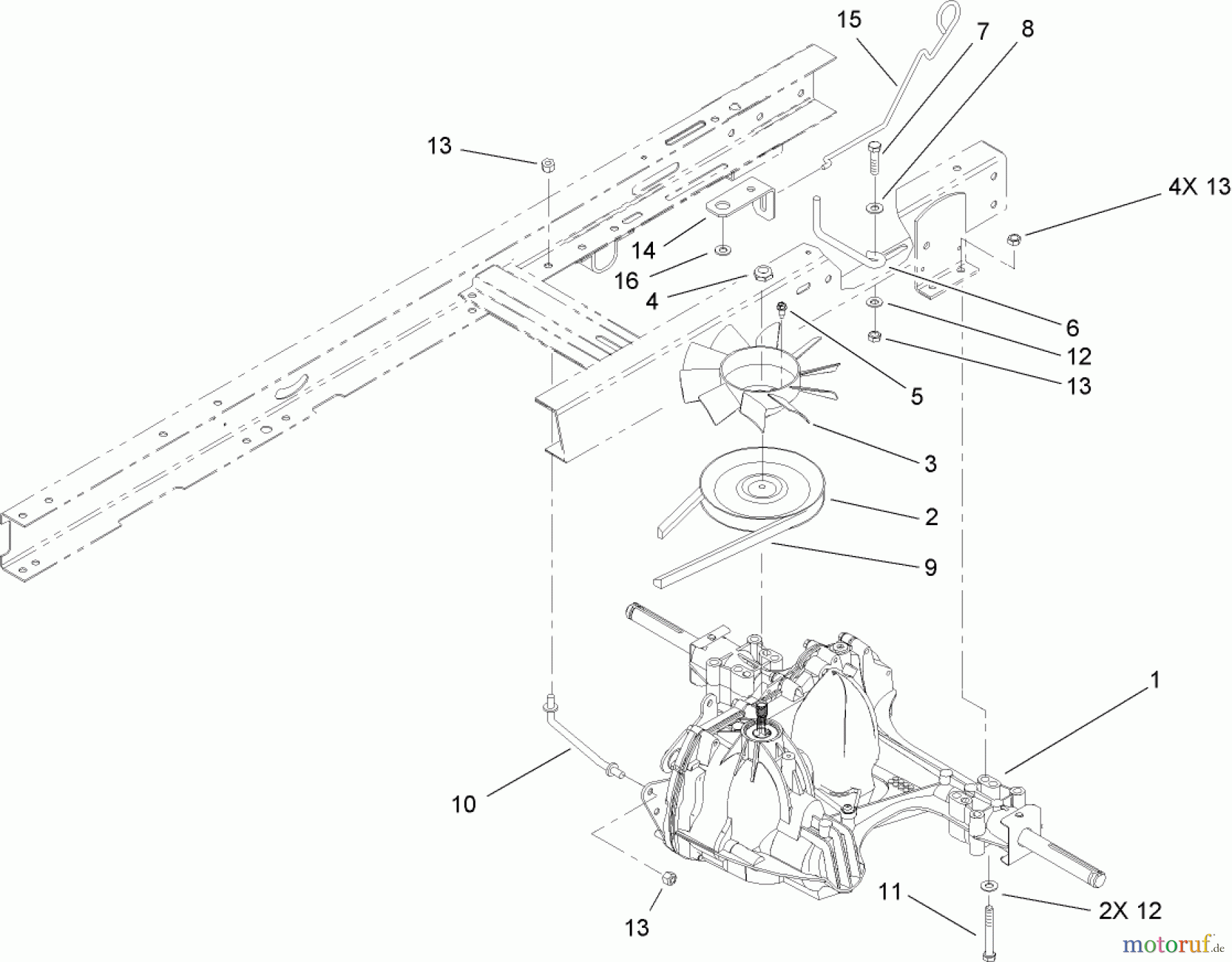  Toro Neu Mowers, Lawn & Garden Tractor Seite 1 71286 (XL 440H) - Toro XL 440H Lawn Tractor, 2007 (270000001-270999999) TRANSAXLE ASSEMBLY