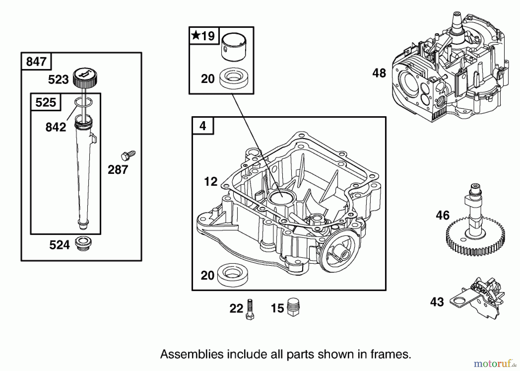  Toro Neu Mowers, Lawn & Garden Tractor Seite 1 71301 (12.5-32XLE) - Toro 12.5-32XLE Lawn Tractor, 2001 (210000001-210999999) CRANKCASE ASSEMBLY ENGINE BRIGGS AND STRATTON MODEL 288707-1142-E1