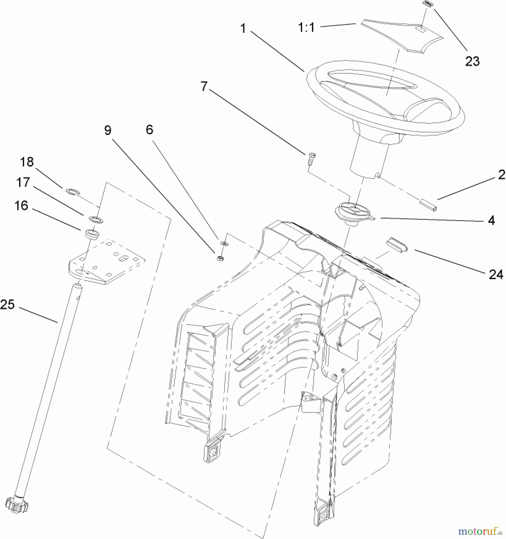  Toro Neu Mowers, Lawn & Garden Tractor Seite 1 71427 (XL 380) - Toro XL 380 Lawn Tractor, 2005 (250000001-250999999) FIXED STEERING ASSEMBLY