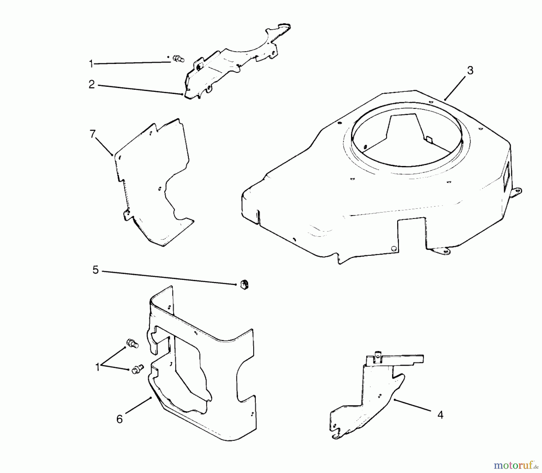  Toro Neu Mowers, Lawn & Garden Tractor Seite 1 72042 (264-6) - Toro 264-6 Yard Tractor, 1995 (5900001-5900796) BLOWER HOUSING & BAFFLES (KOHLER ENGINE CV14S-PS1472)