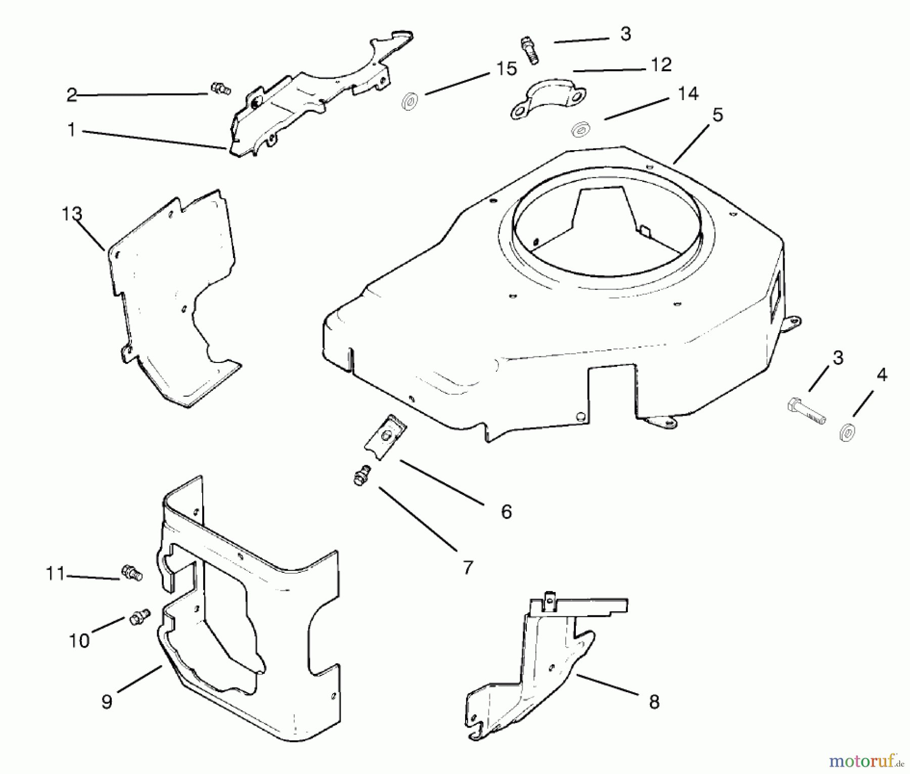  Toro Neu Mowers, Lawn & Garden Tractor Seite 1 72045 (265-6) - Toro 265-6 Lawn and Garden Tractor, 1998 (8900400-8999999) BLOWER HOUSING & BAFFLES