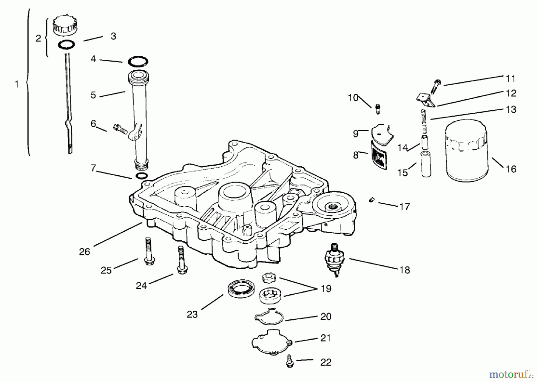  Toro Neu Mowers, Lawn & Garden Tractor Seite 1 72045 (265-6) - Toro 265-6 Lawn and Garden Tractor, 1998 (8900001-8900399) OIL PAN/LUBRICATION