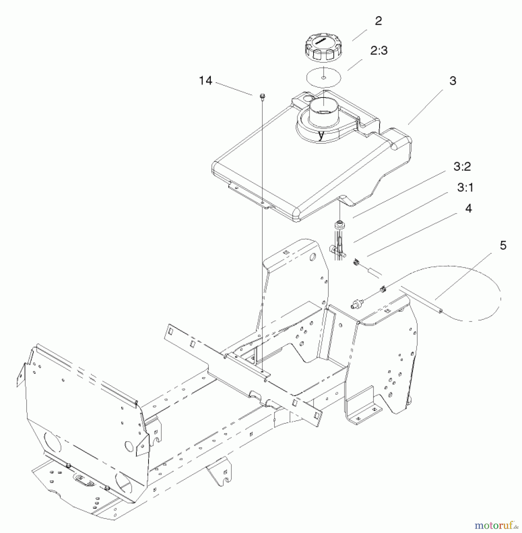  Toro Neu Mowers, Lawn & Garden Tractor Seite 1 72049 (265-6) - Toro 265-6 Lawn and Garden Tractor, 2000 (200000001-200999999) FUEL TANK ASSEMBLY